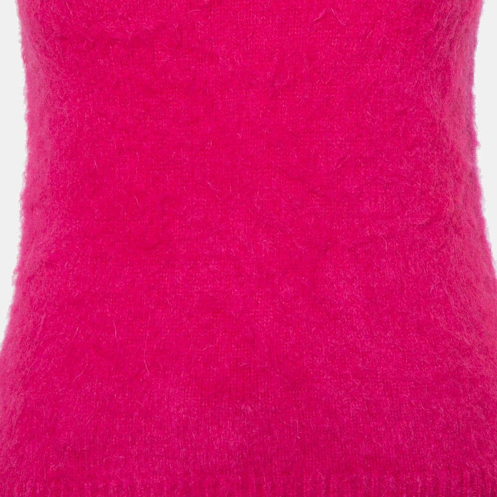 Versace Pink Mohair High Neck Sleeveless Tank Top M