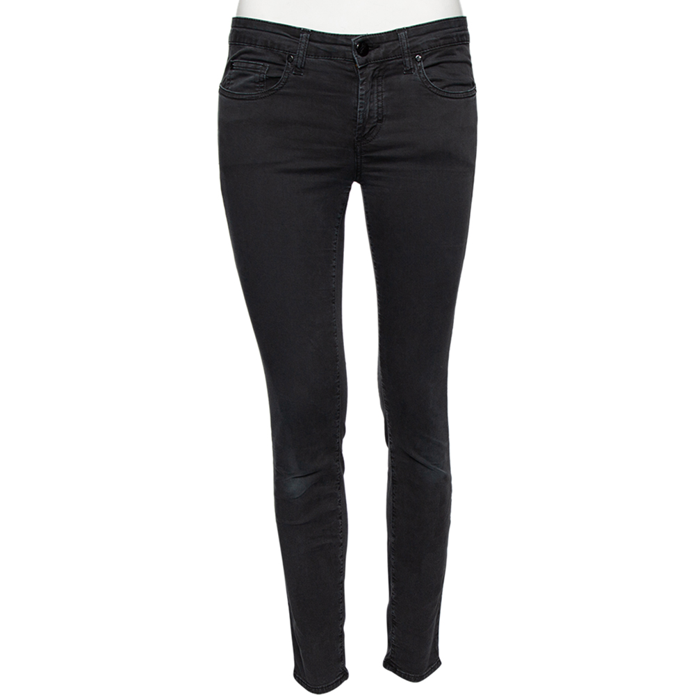Versace charcoal grey denim stud embellished pocket detailed jeans s