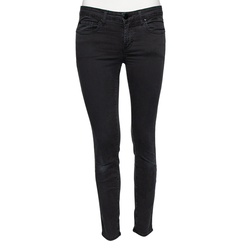 Versace Charcoal Grey Denim Stud Embellished Pocket Detailed Jeans S