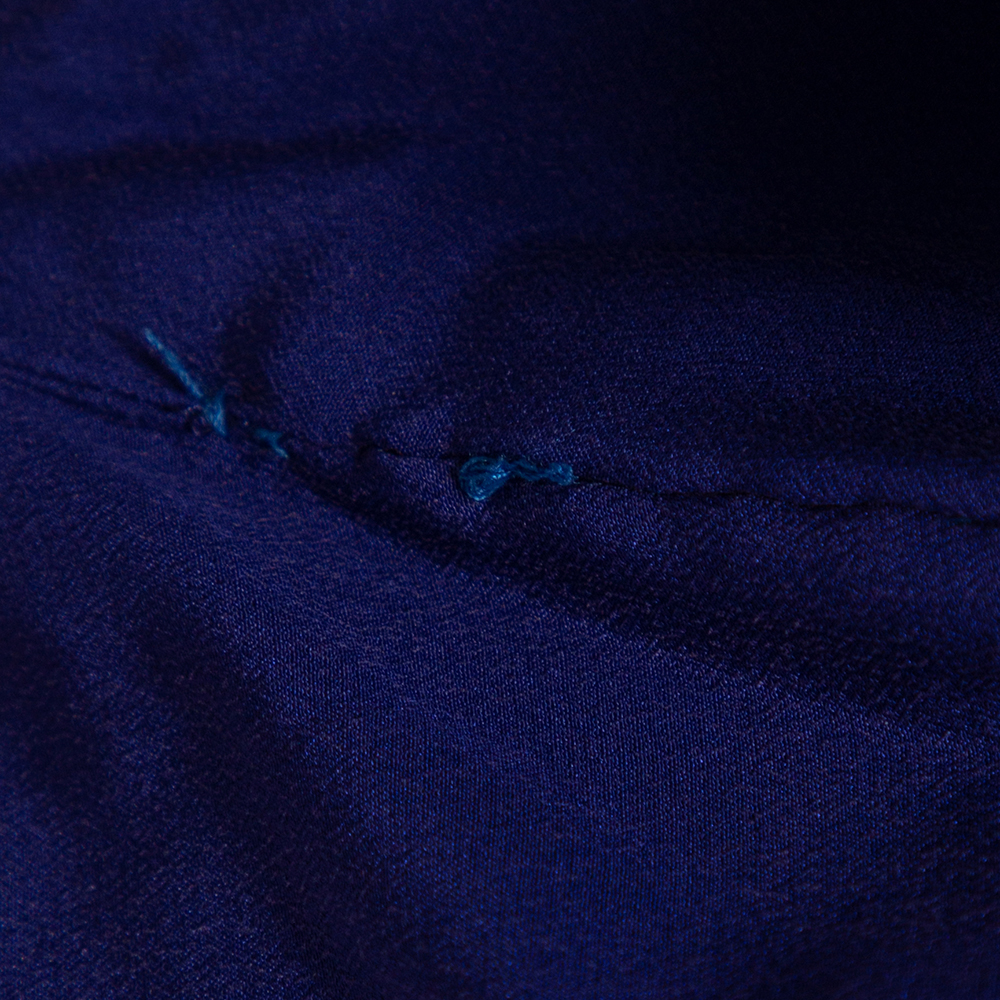 Versace Blue Crepe Embellished Detail Strapless Mini Dress M