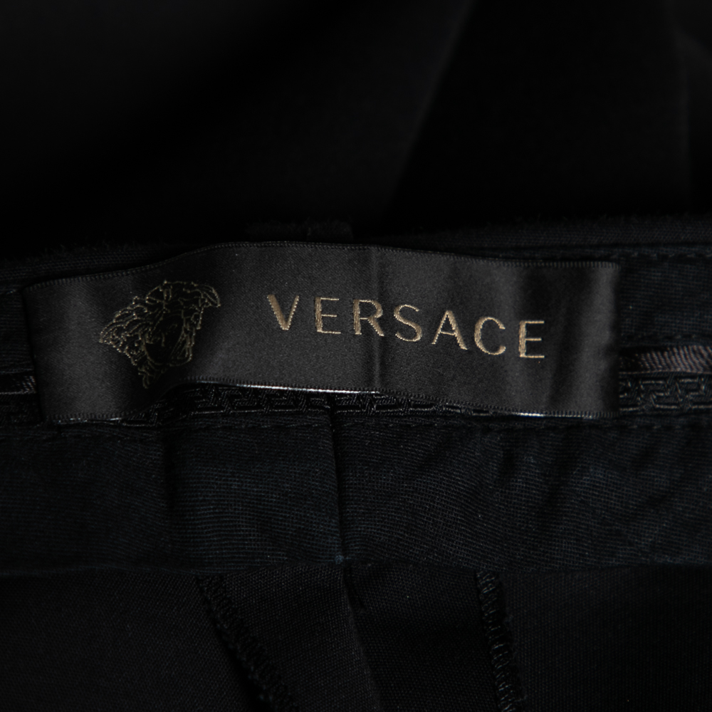 Versace Black Knit Straight Leg Trousers M
