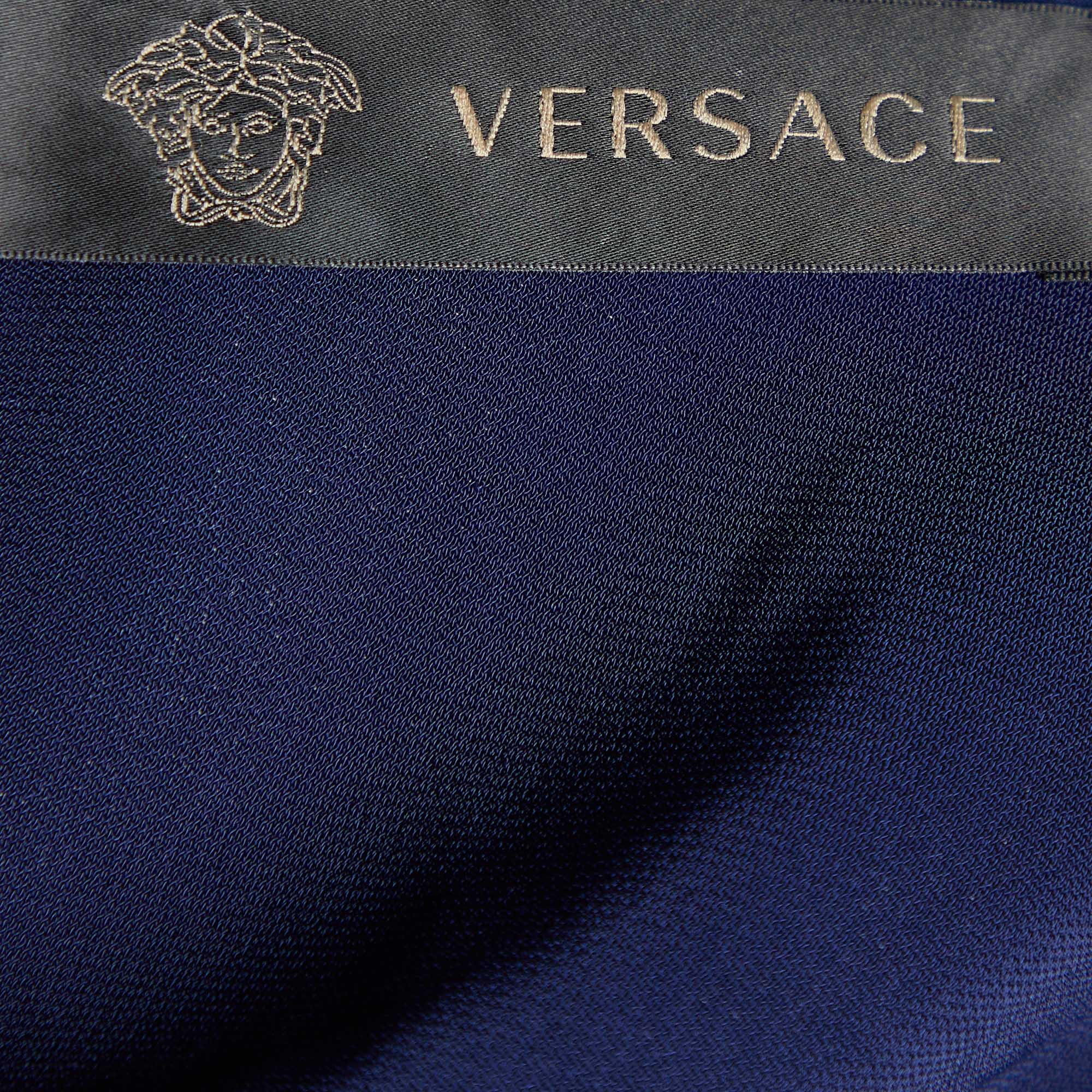 Versace Navy Blue Crepe Sleeveless Shift Dress M