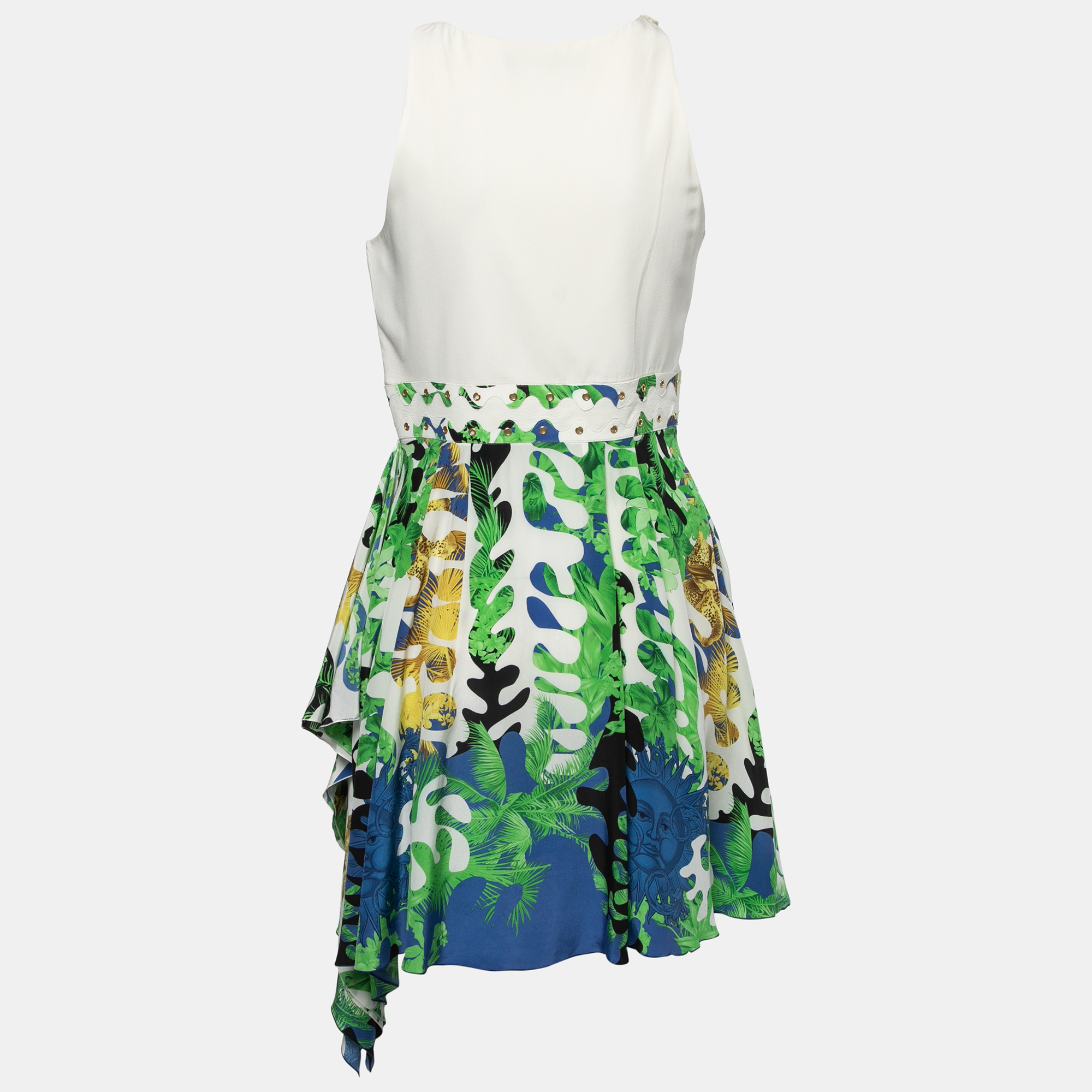 

Versace Colorblock Silk Asymmetric Hem Dress, Multicolor