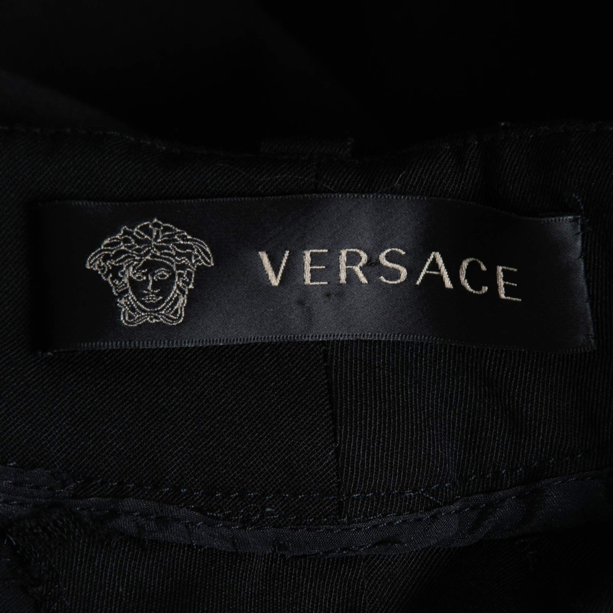 Versace Black Crepe Straight Leg Trousers M
