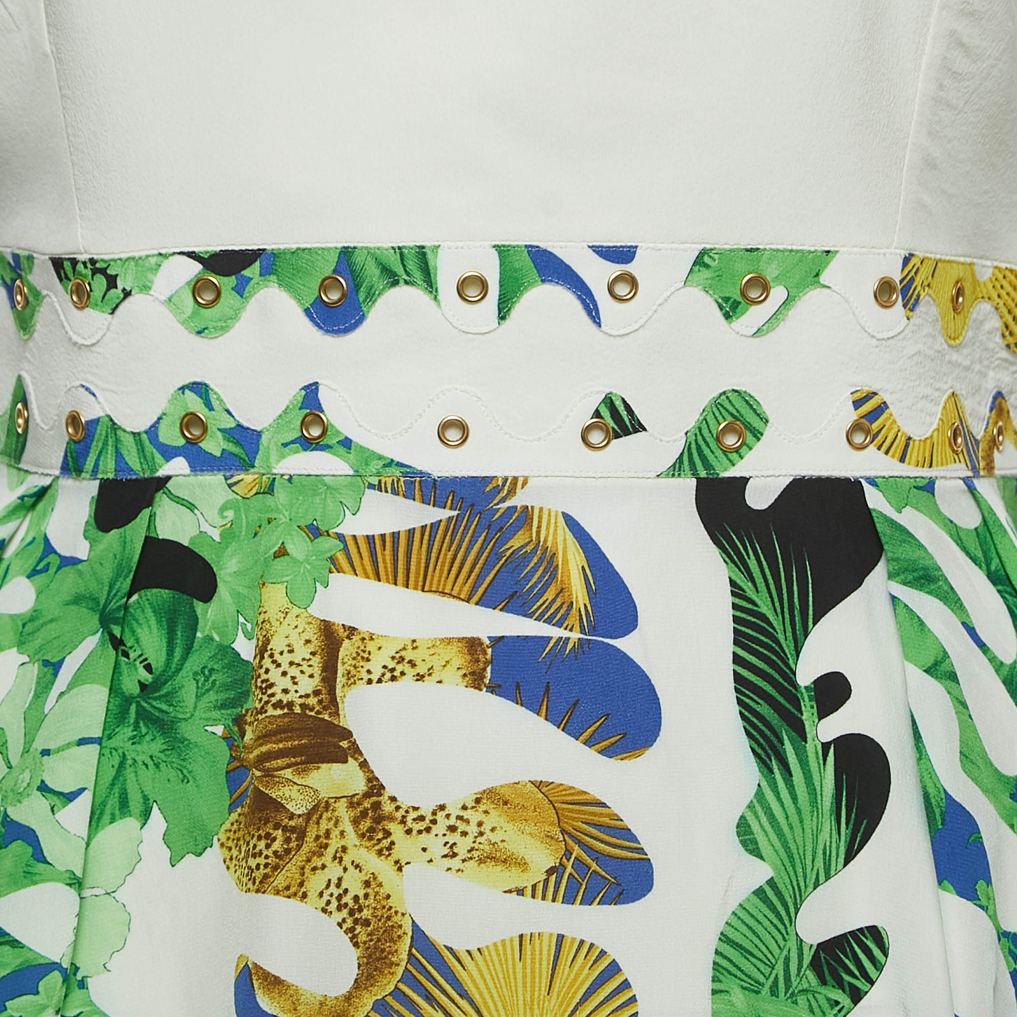 Versace Multicolor Print Silk Sleeveless Asymmetrical Short Dress M