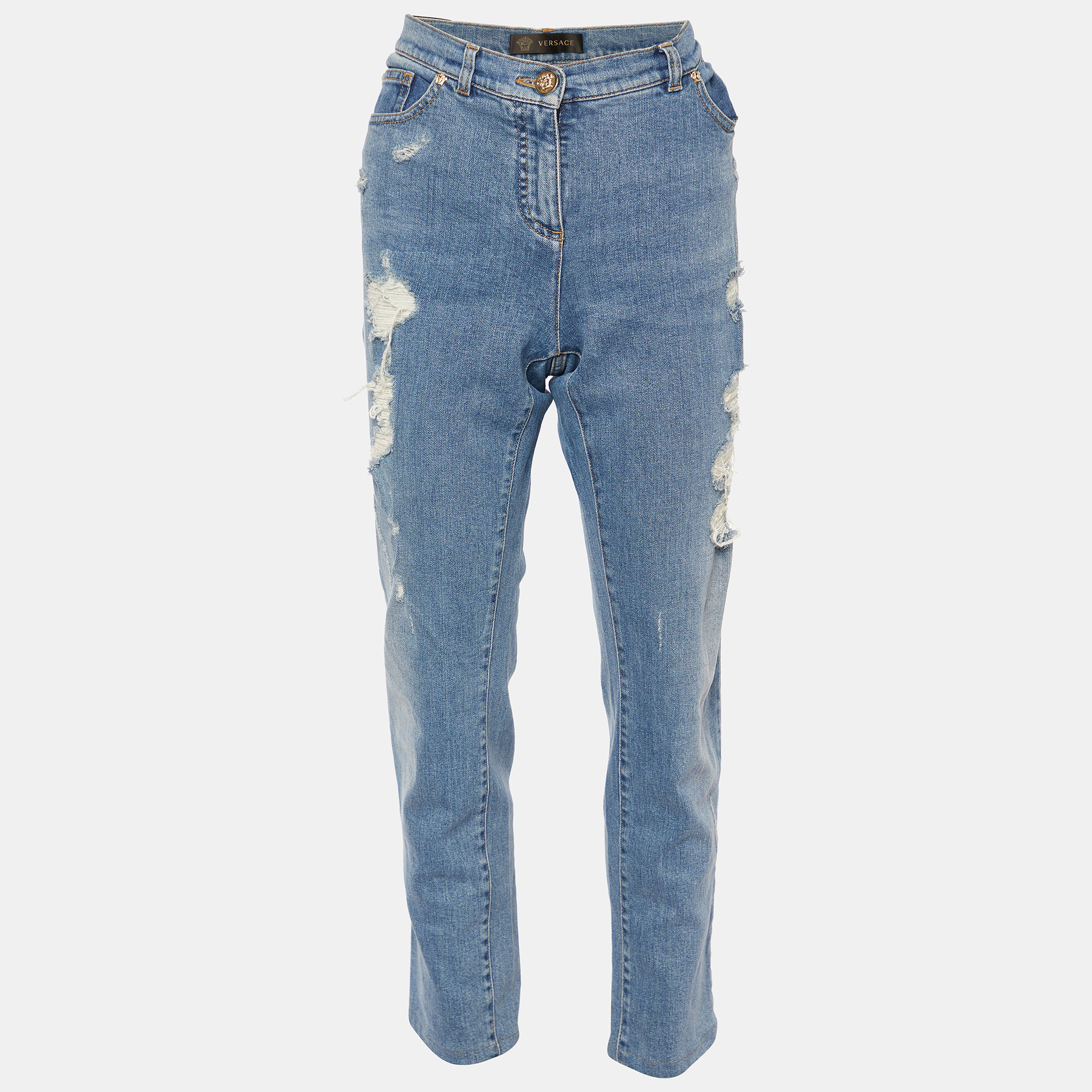 Versace Blue Distressed Denim Jeans L