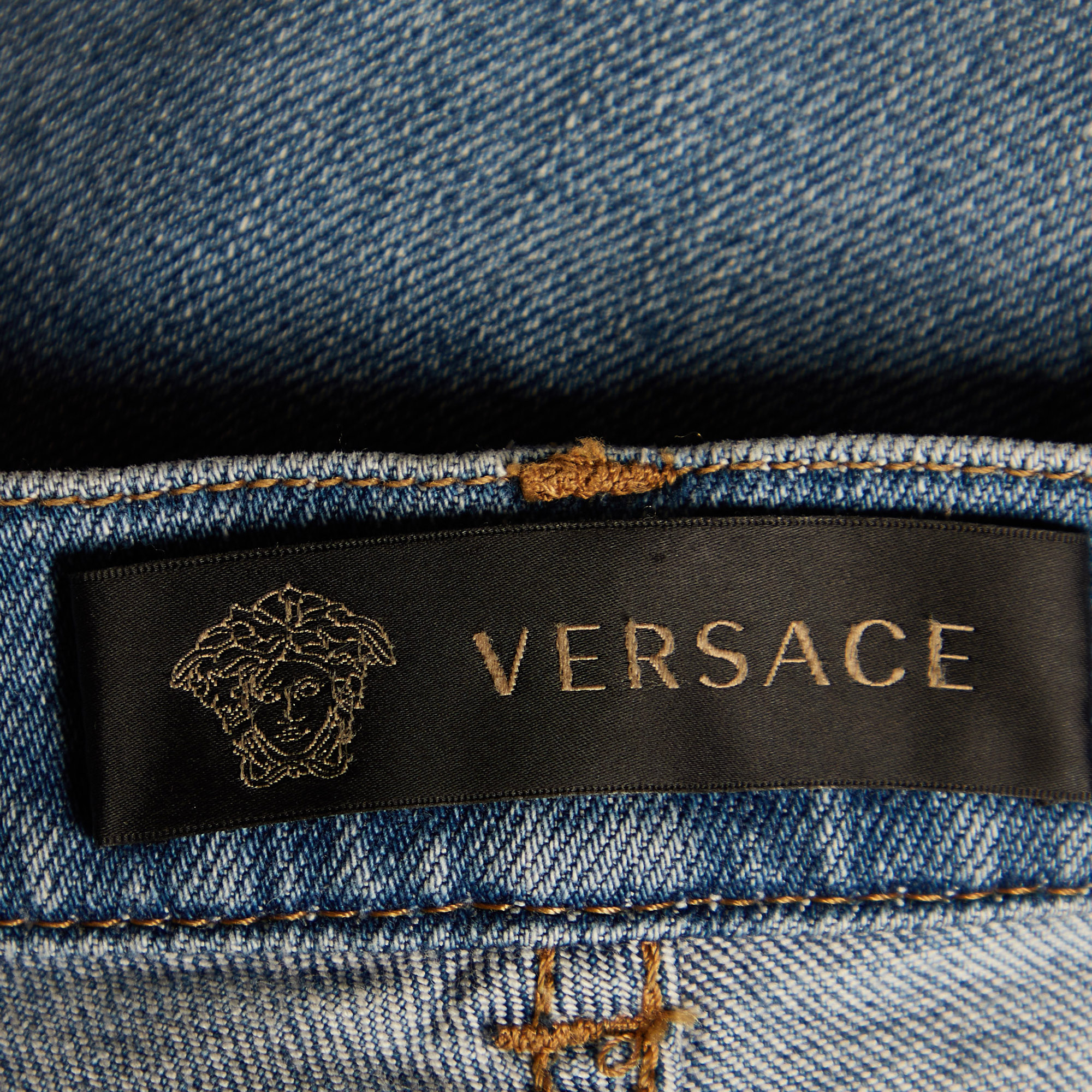 Versace Blue Distressed Denim Jeans L