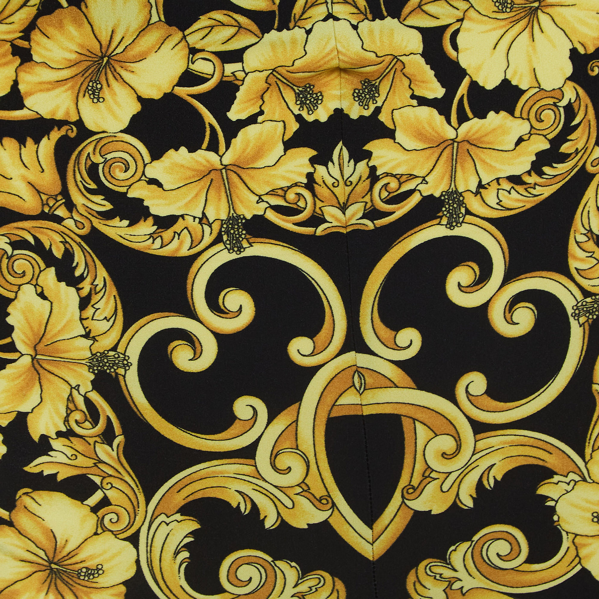 Versace Black/Gold Baroque Print Silk & Jersey Top And Leggings Set S/M