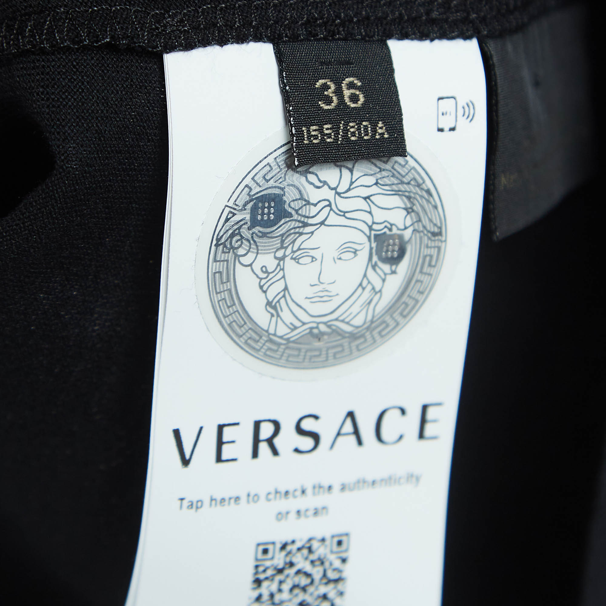 Versace Black Embellished Logo Cotton Jersey T-Shirt XS