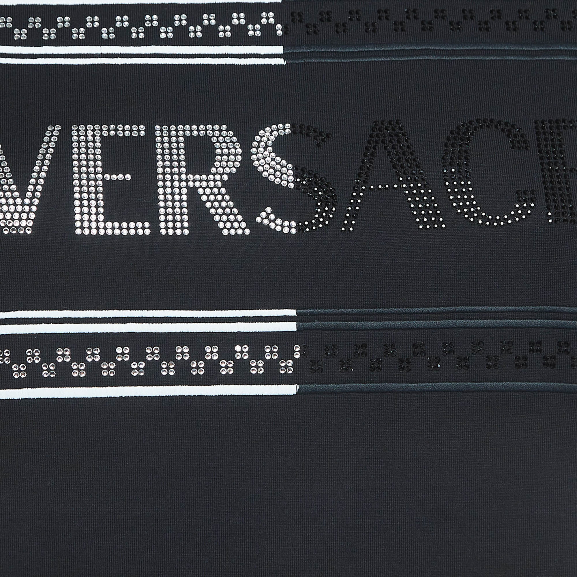 Versace Black Embellished Logo Cotton Jersey T-Shirt XS