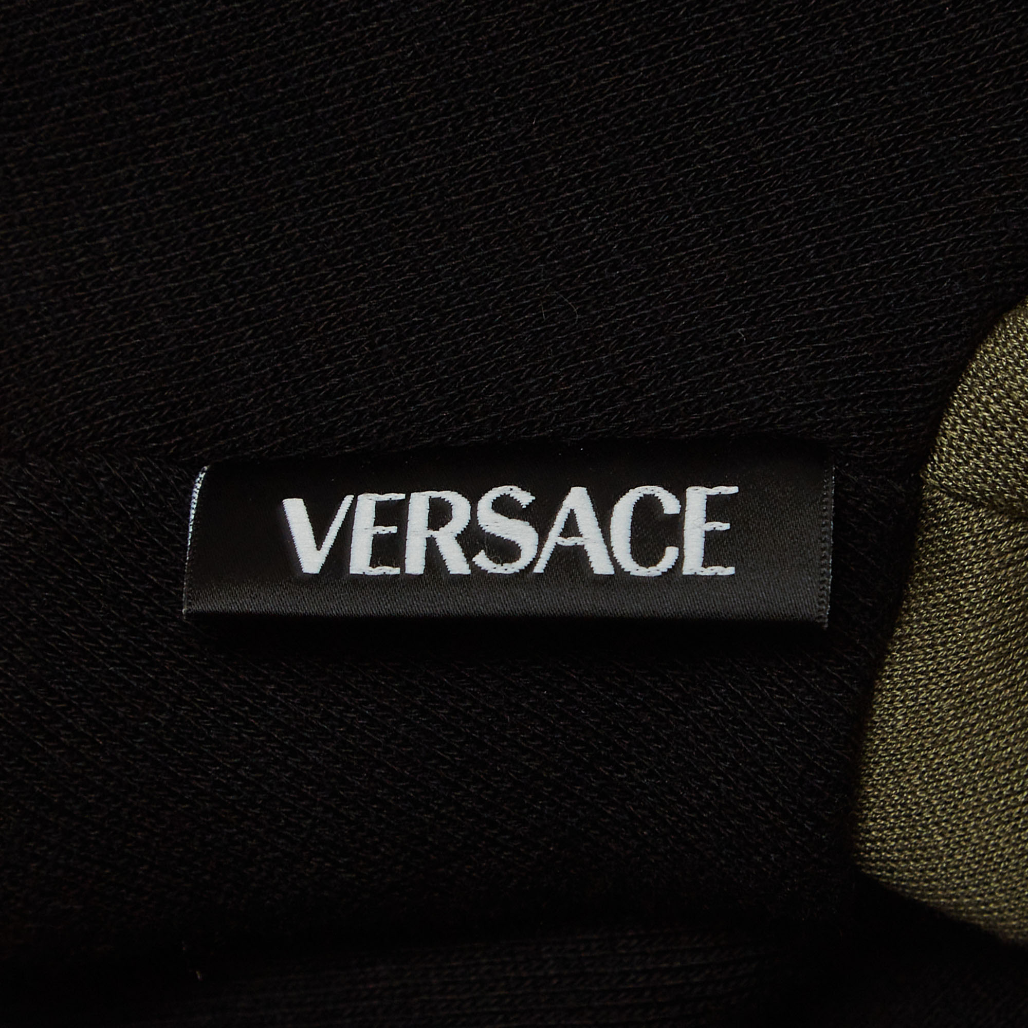 Versace Multicolor Logo Print Cotton-Blend Cropped Hoodie XS