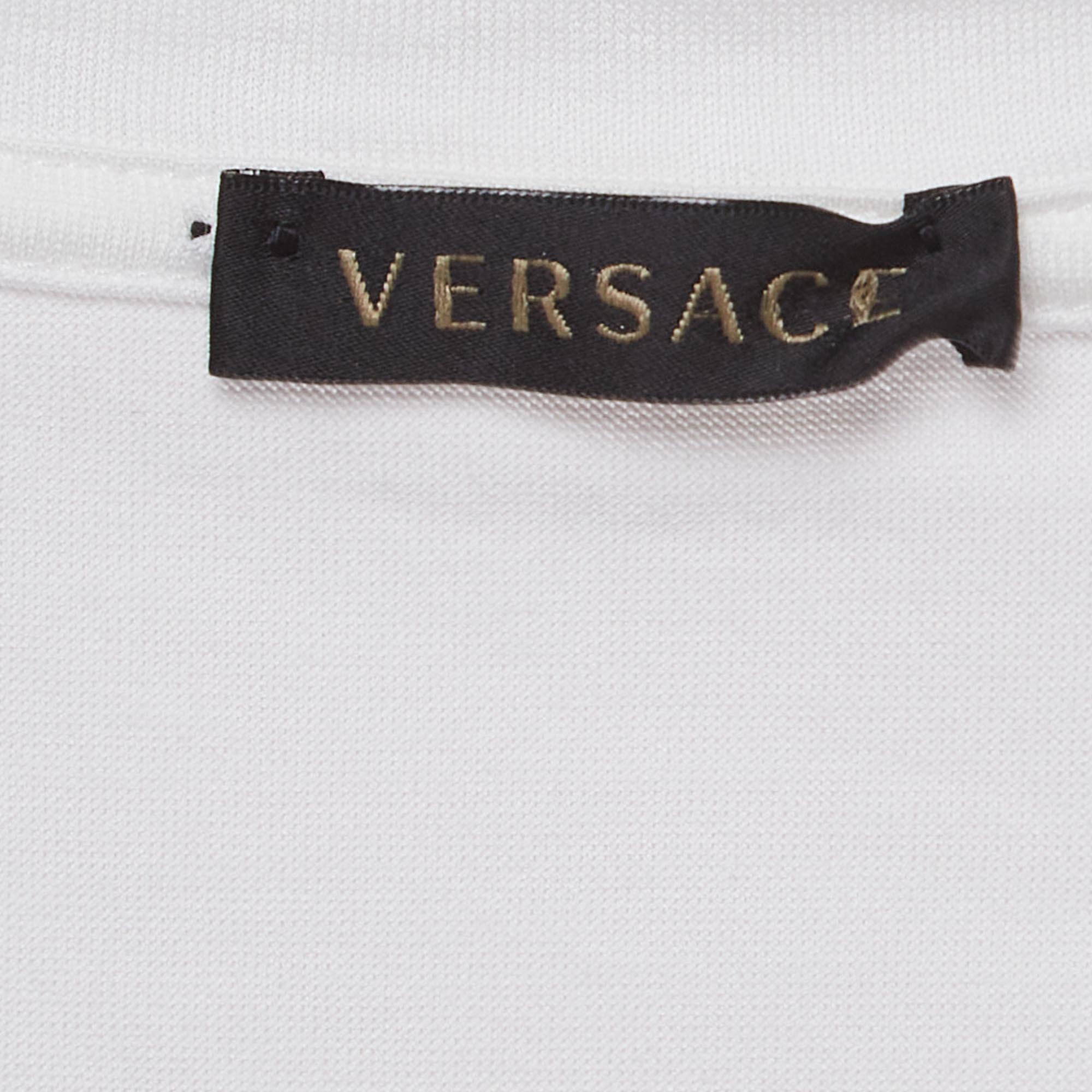 Versace White Logo Print Cotton T-Shirt M