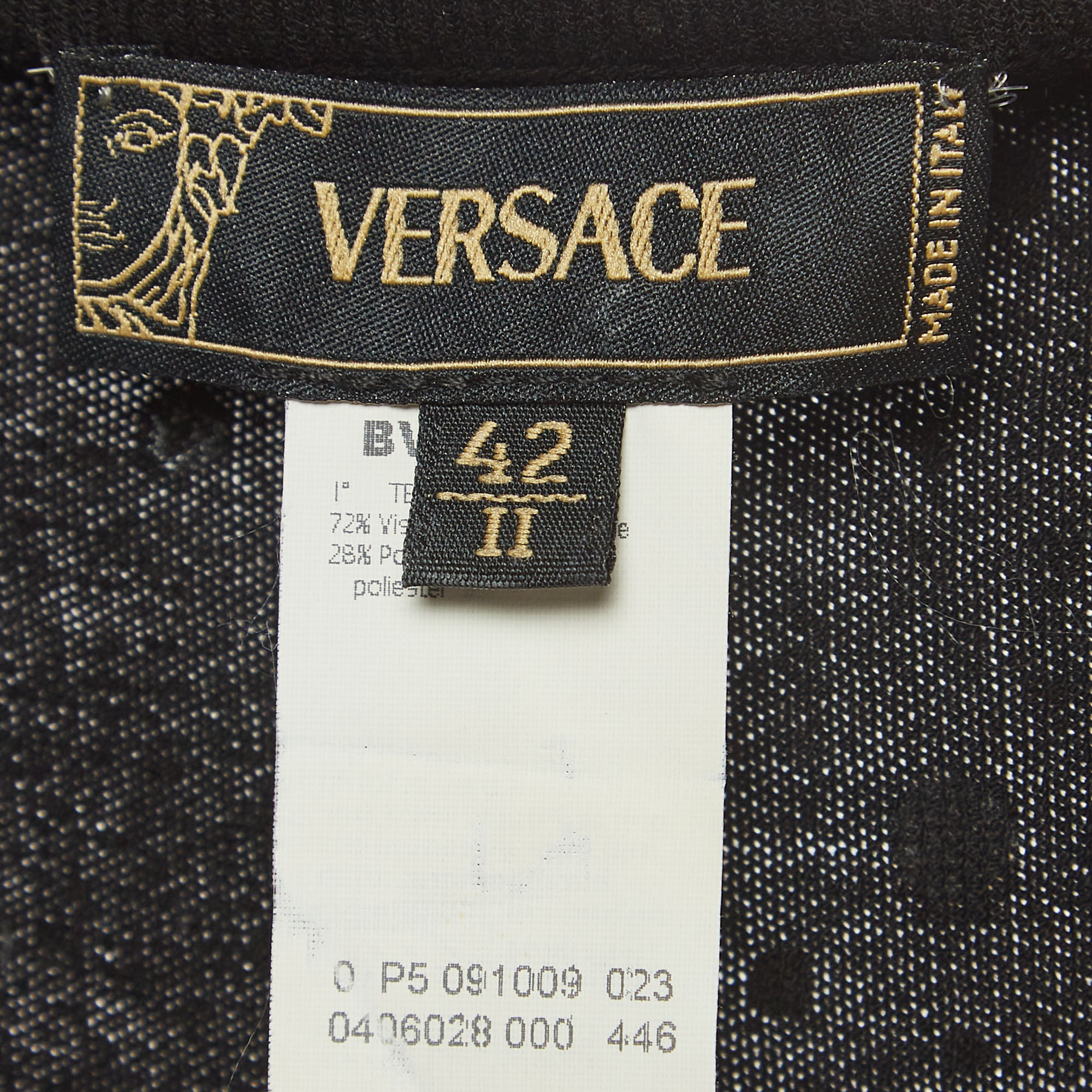Versace Black Crystal Embellished Jersey V-Neck Tank Top M