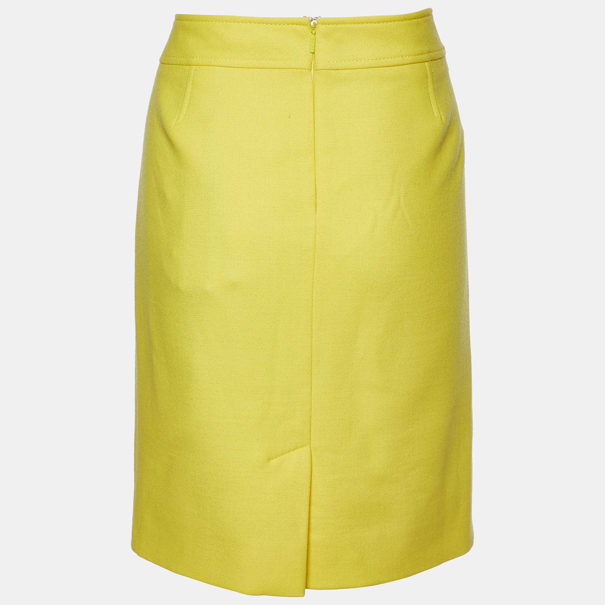 Versace Yellow Wool Pencil Skirt L