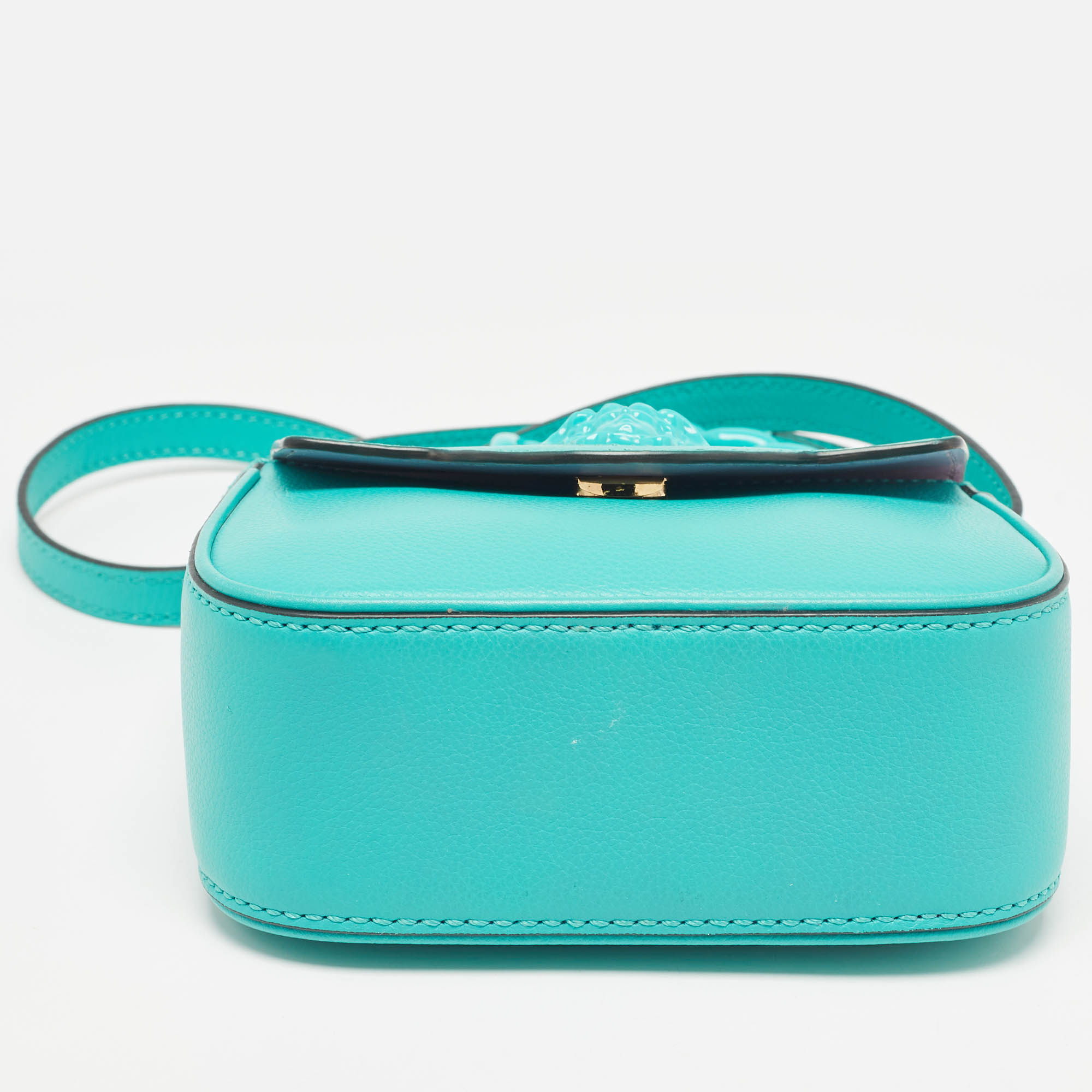 Versace Green Leather Mini La Medusa Top Handle Bag