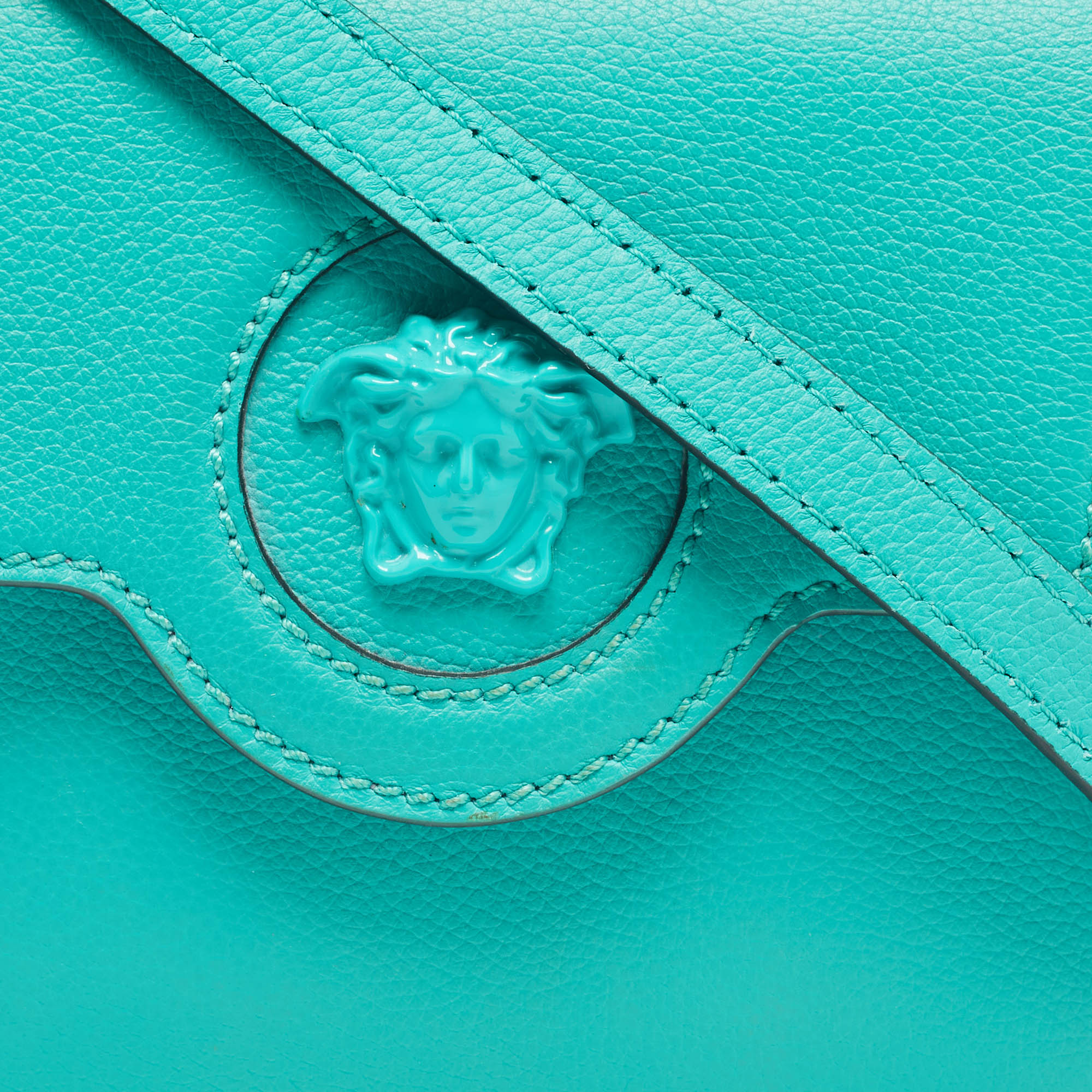 Versace Green Leather Mini La Medusa Top Handle Bag