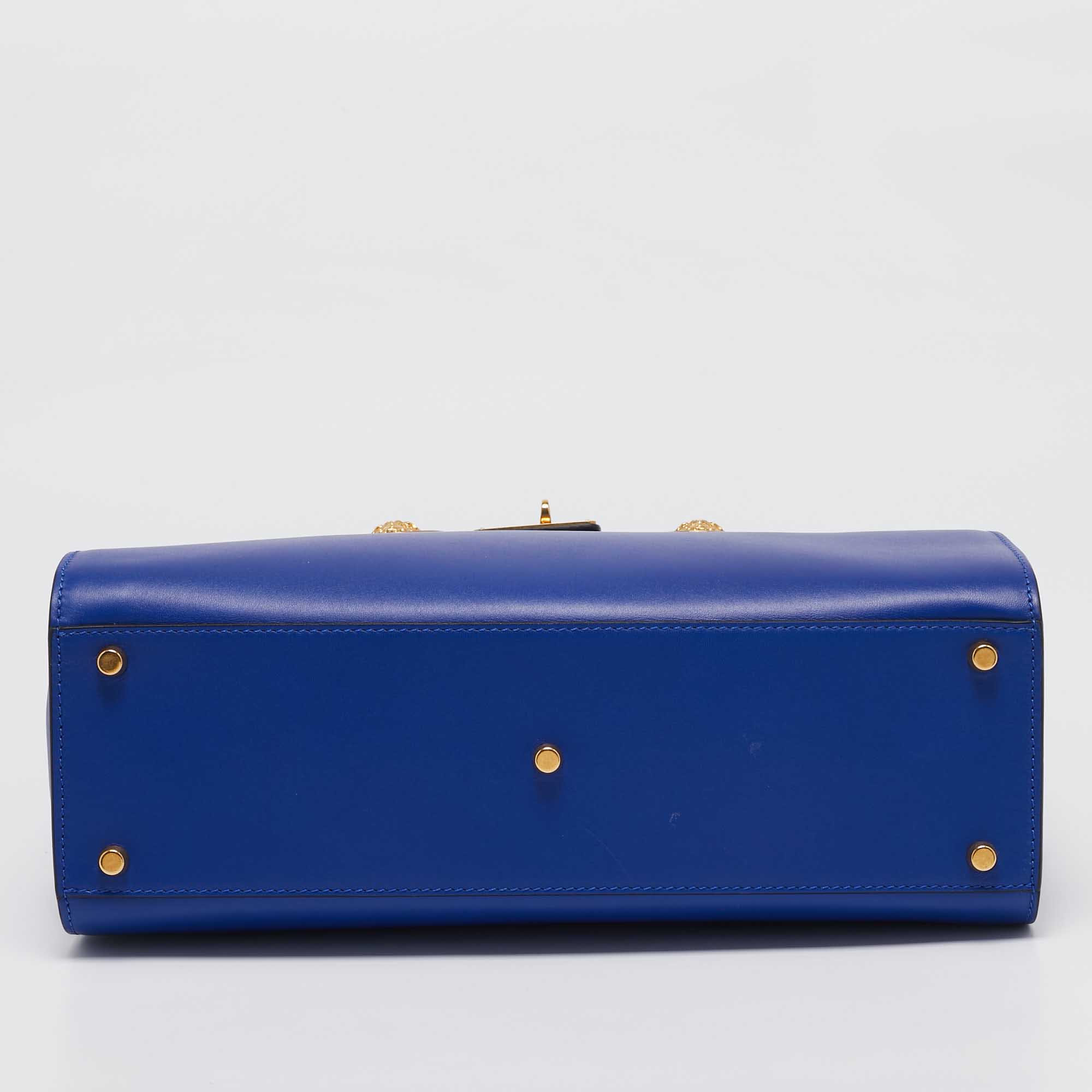 Versace Blue Leather Icon Top Handle Bag