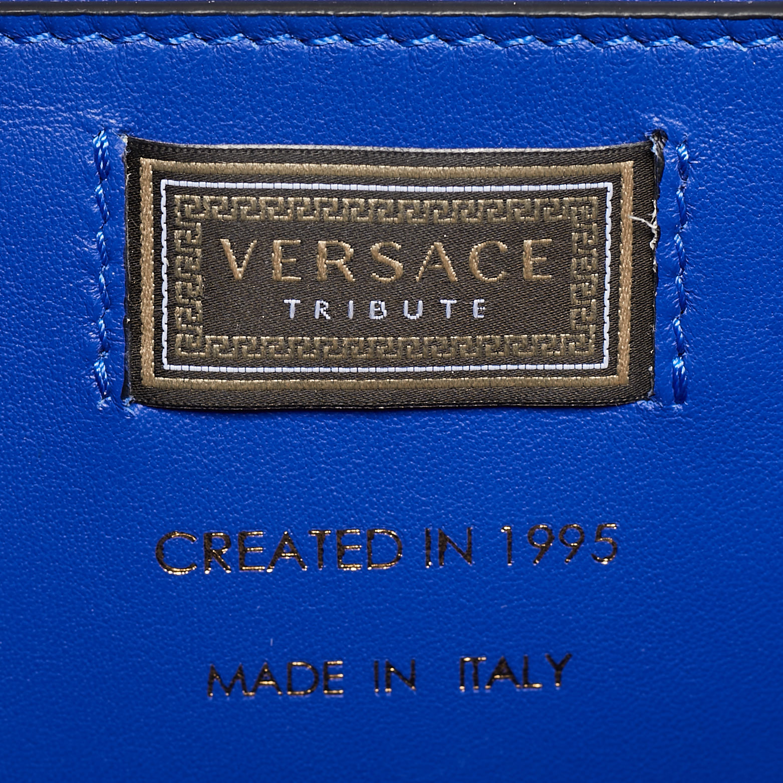 Versace Blue Leather Icon Top Handle Bag