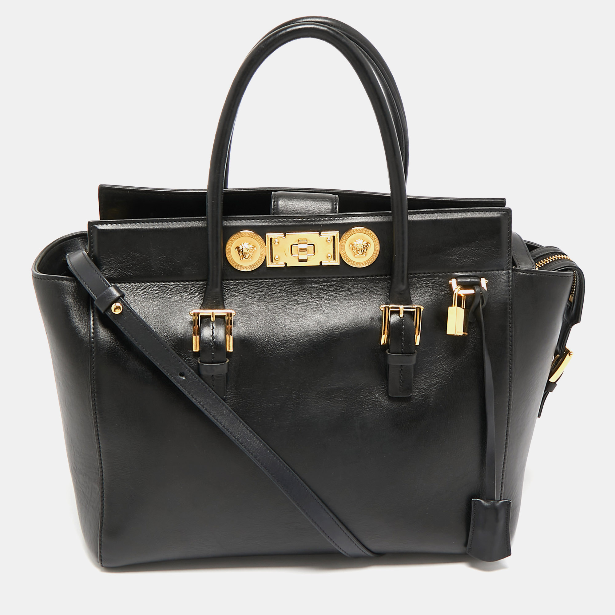 Versace Black Leather Medusa Tote