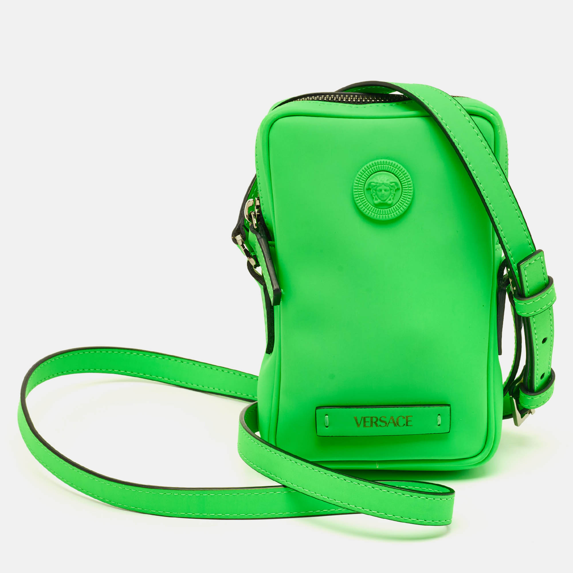 Versace Neon Green Leather Small Medusa Biggie Crossbody Bag
Versace Neon Green Leather Small Medusa Biggie Crossbody Bag