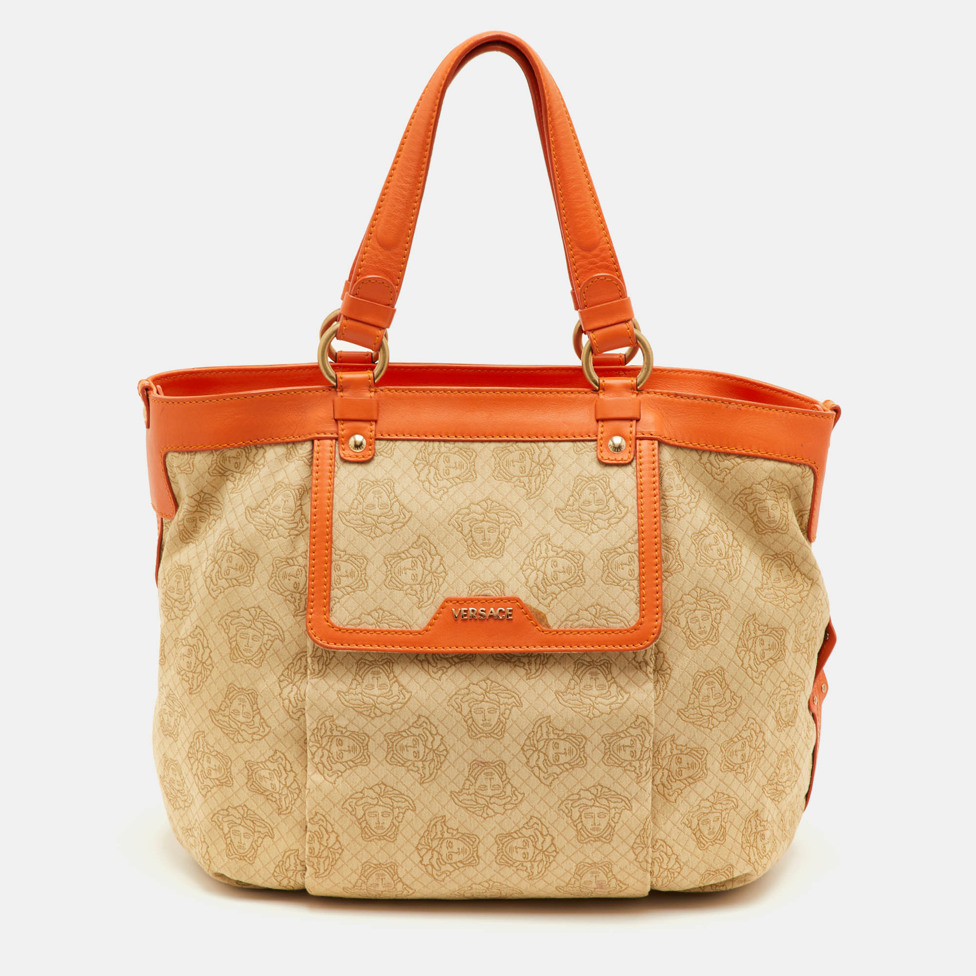 Versace Medusa Beige Canvas and Leather Tote
Versace Medusa Beige Canvas and Leather Tote