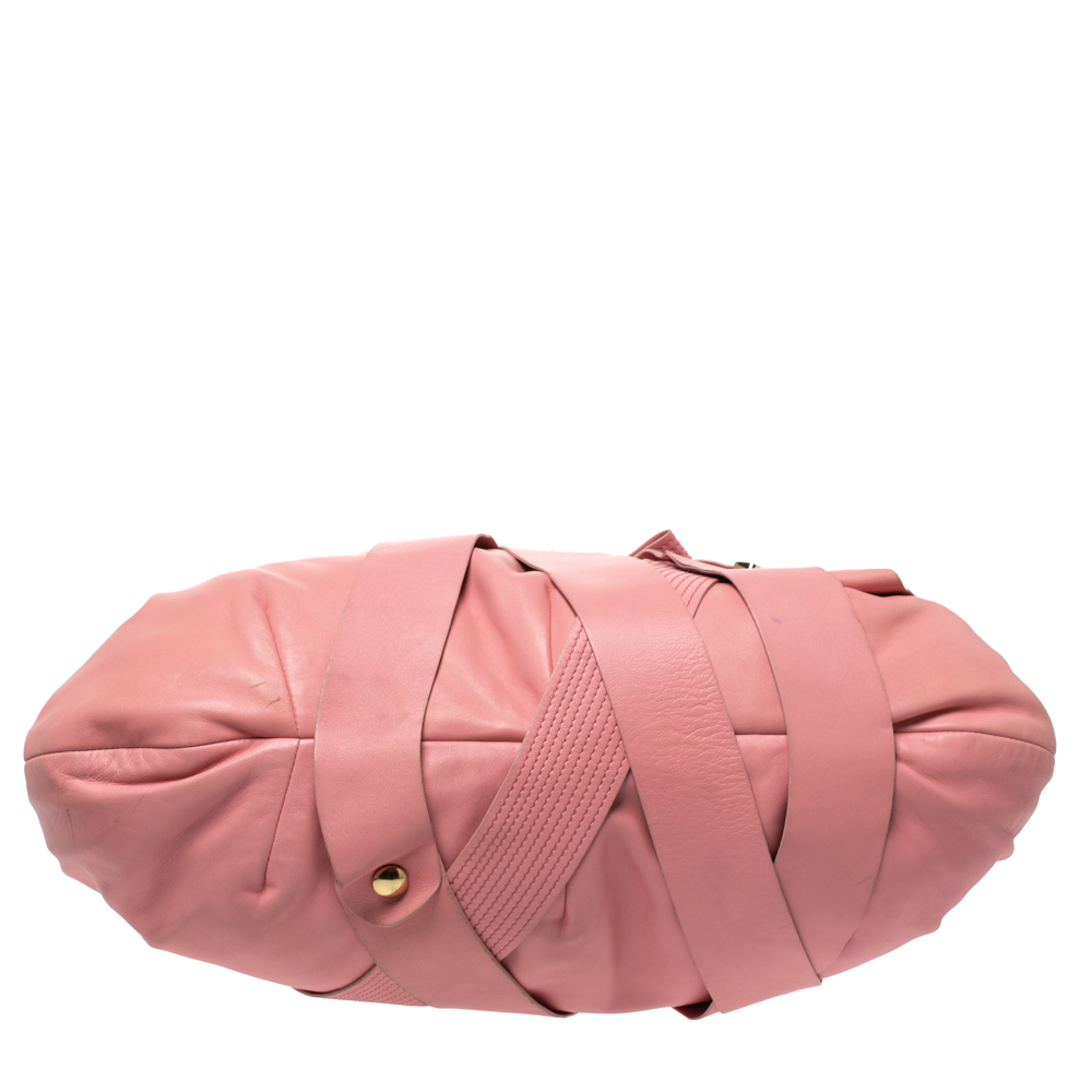 Versace Pink Leather Venita Bow Satchel