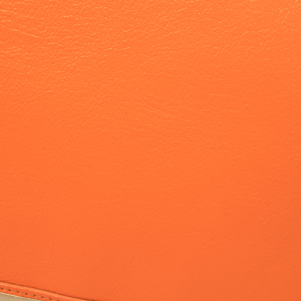 Versace Orange Leather Studded Flap Shoulder Bag