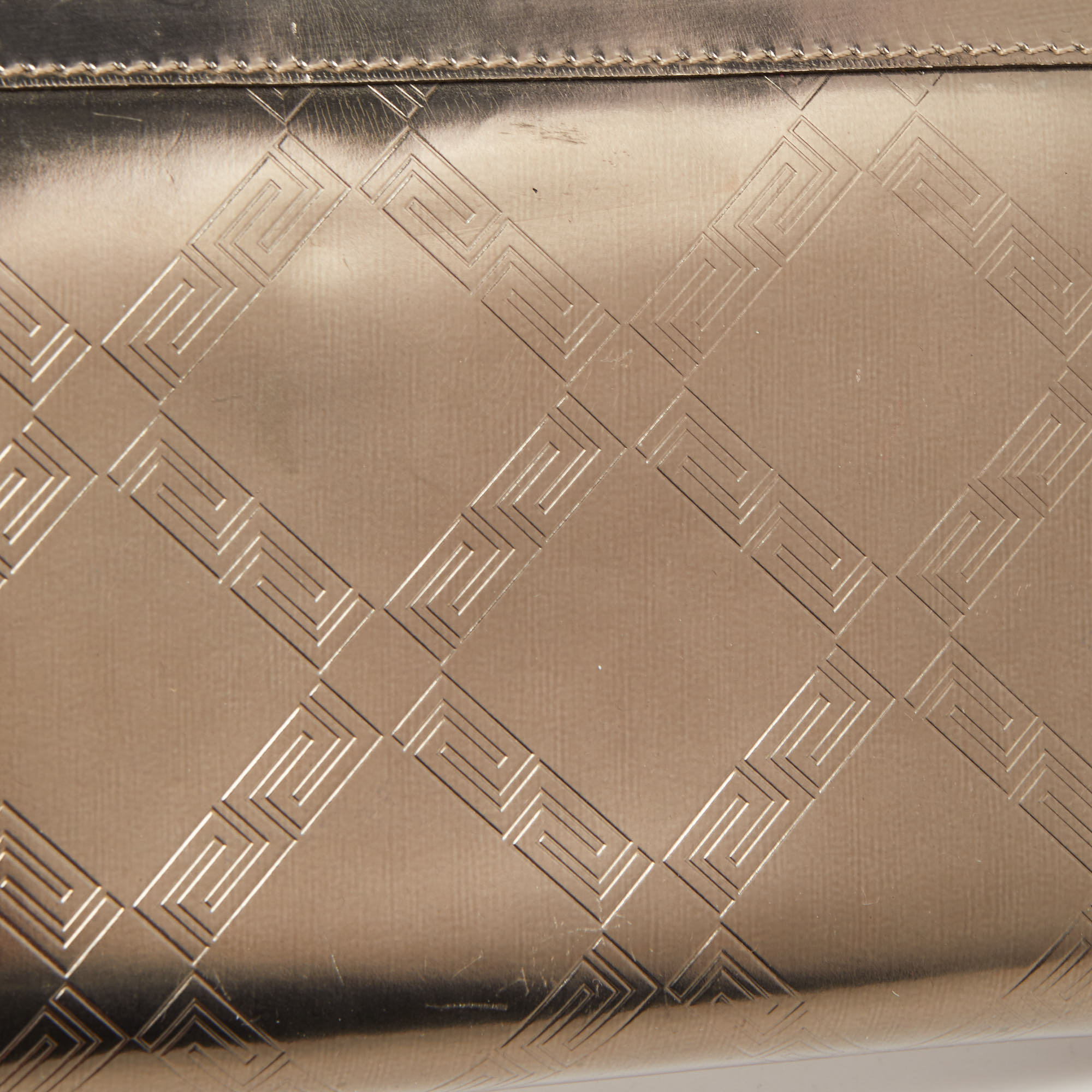 Versace Metallic Embossed Glossy Leather Medusa Zip Around Wallet