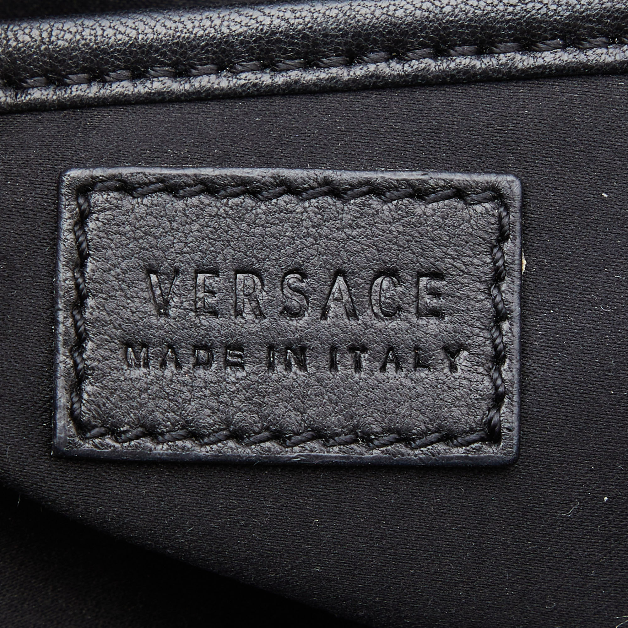 Versace Black/Gold Python And Leather Medusa Studded Chain Shoulder Bag