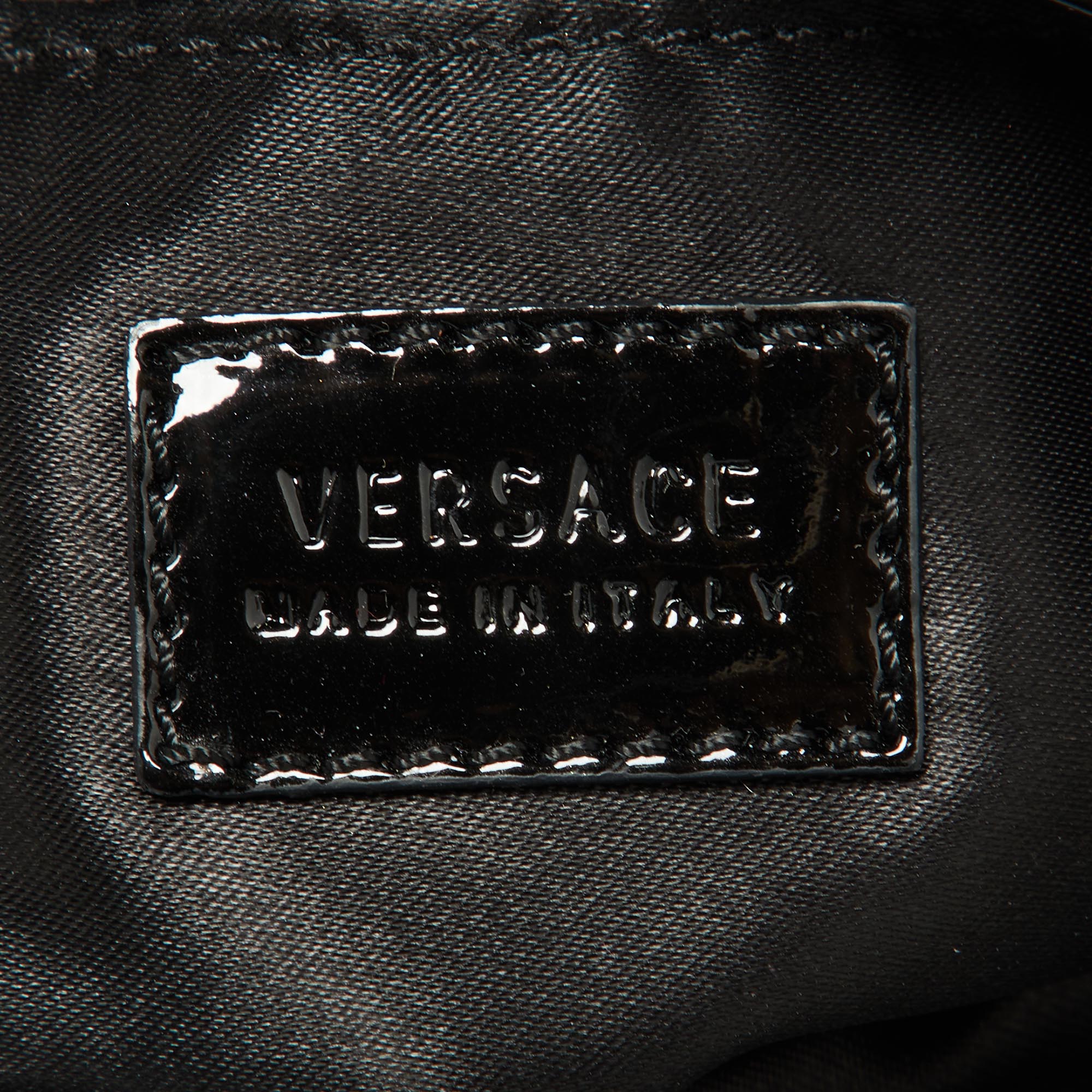 Versace Black Signature Fabric And Patent Leather Shopper Chain Tote