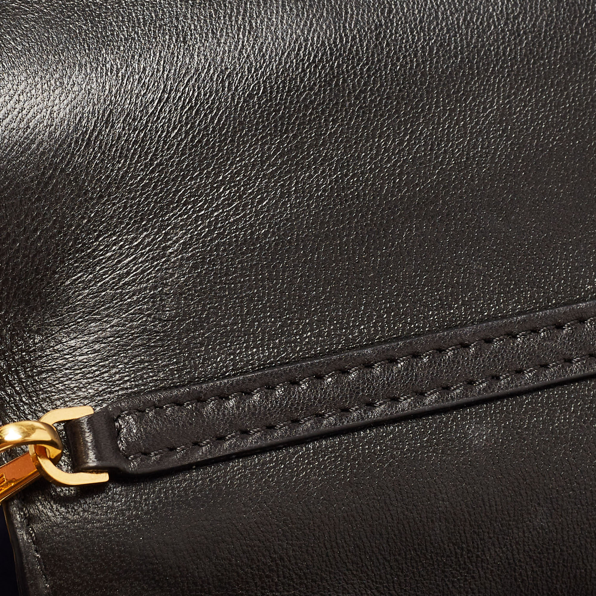 Versace Black Leather La Medusa Flap Chain Clutch