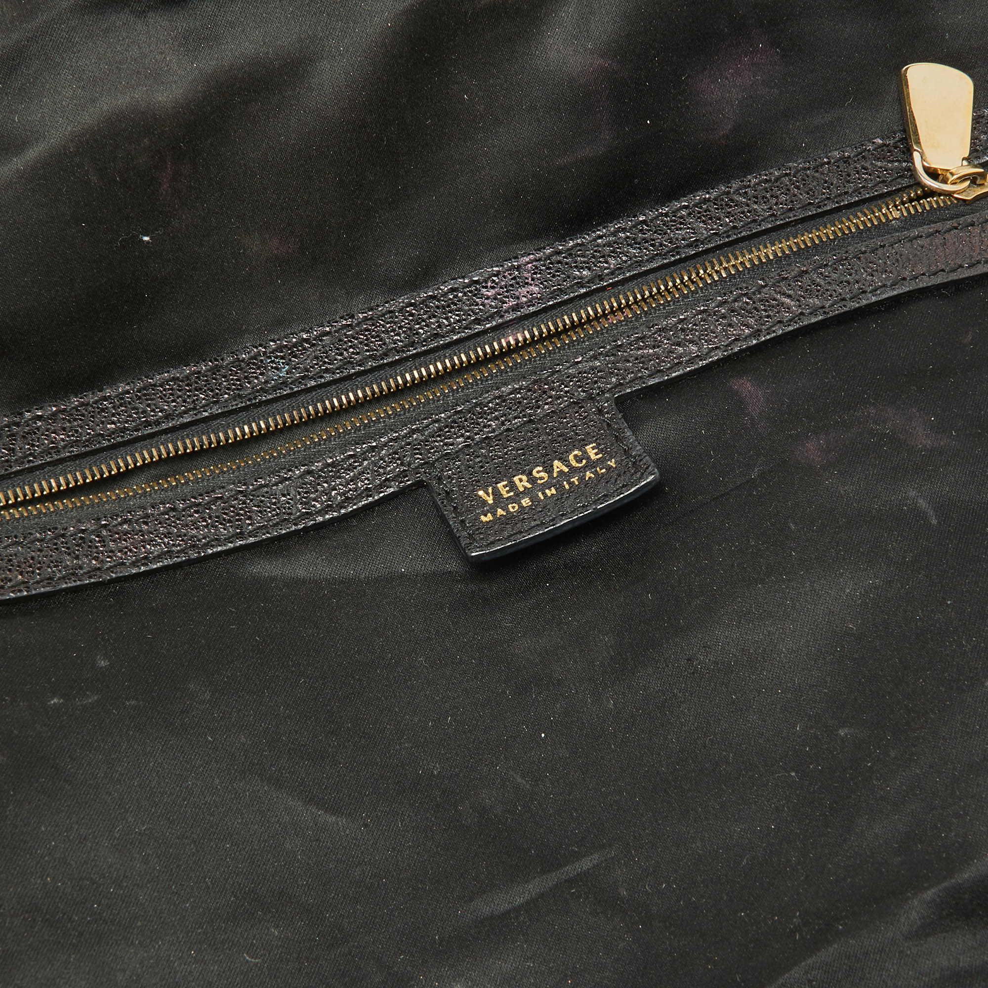 Versace Black Leather Frame Clutch