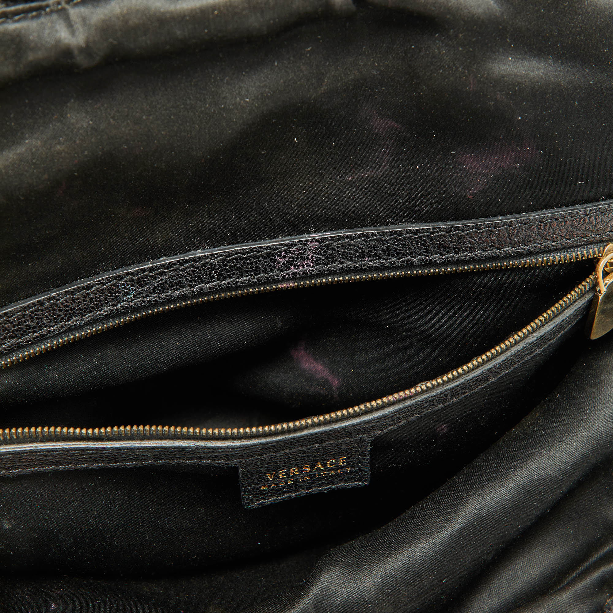 Versace Black Leather Frame Clutch