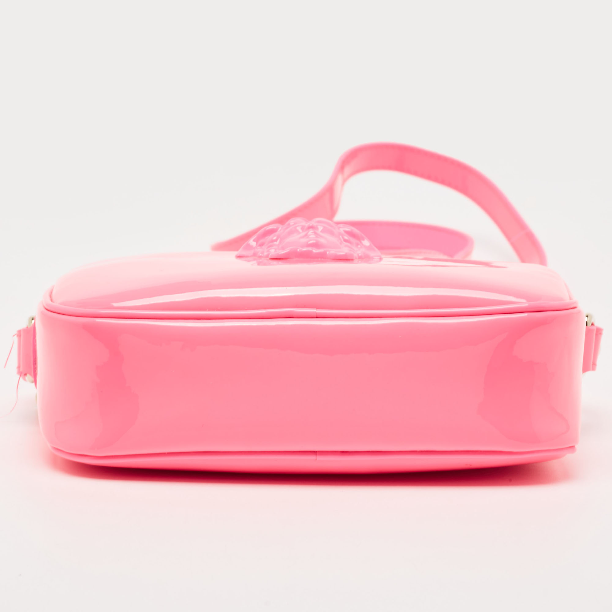 Versace Neon Pink Patent Leather Palazzo Camera Crossbody Bag