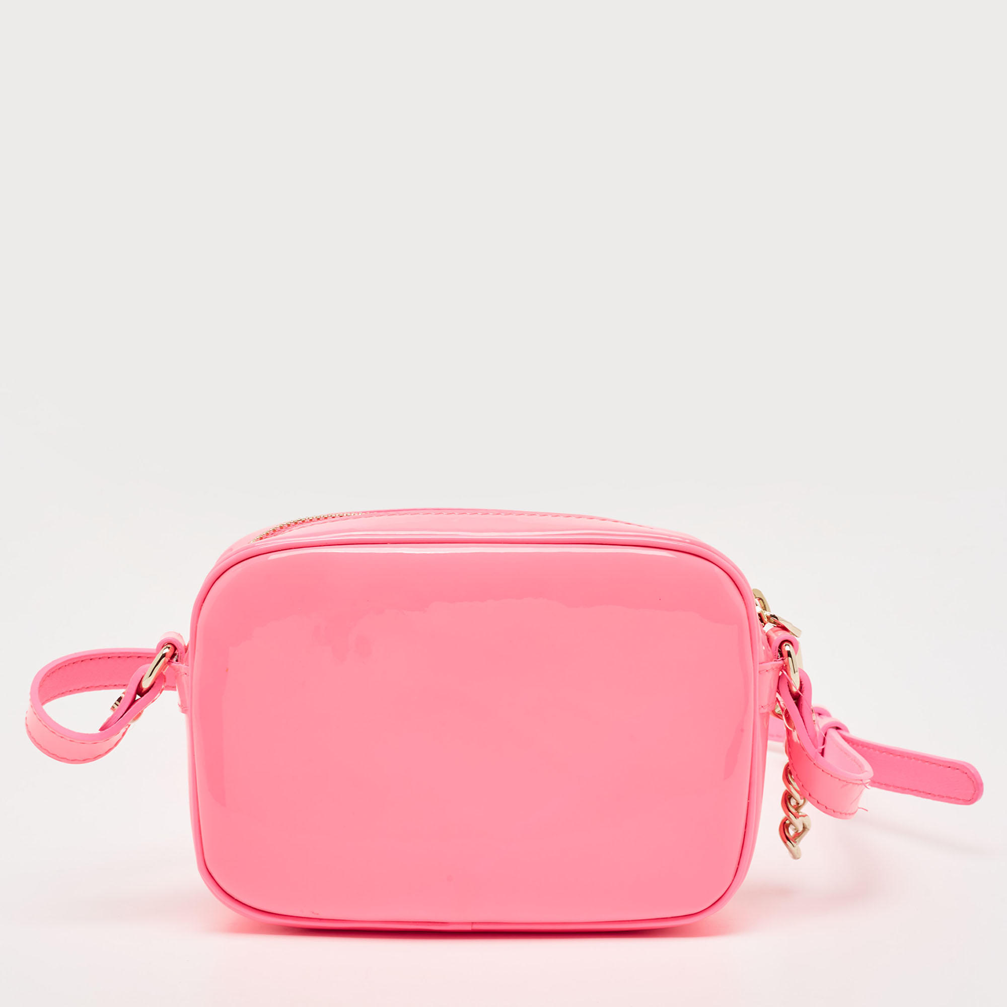 Versace Neon Pink Patent Leather Palazzo Camera Crossbody Bag