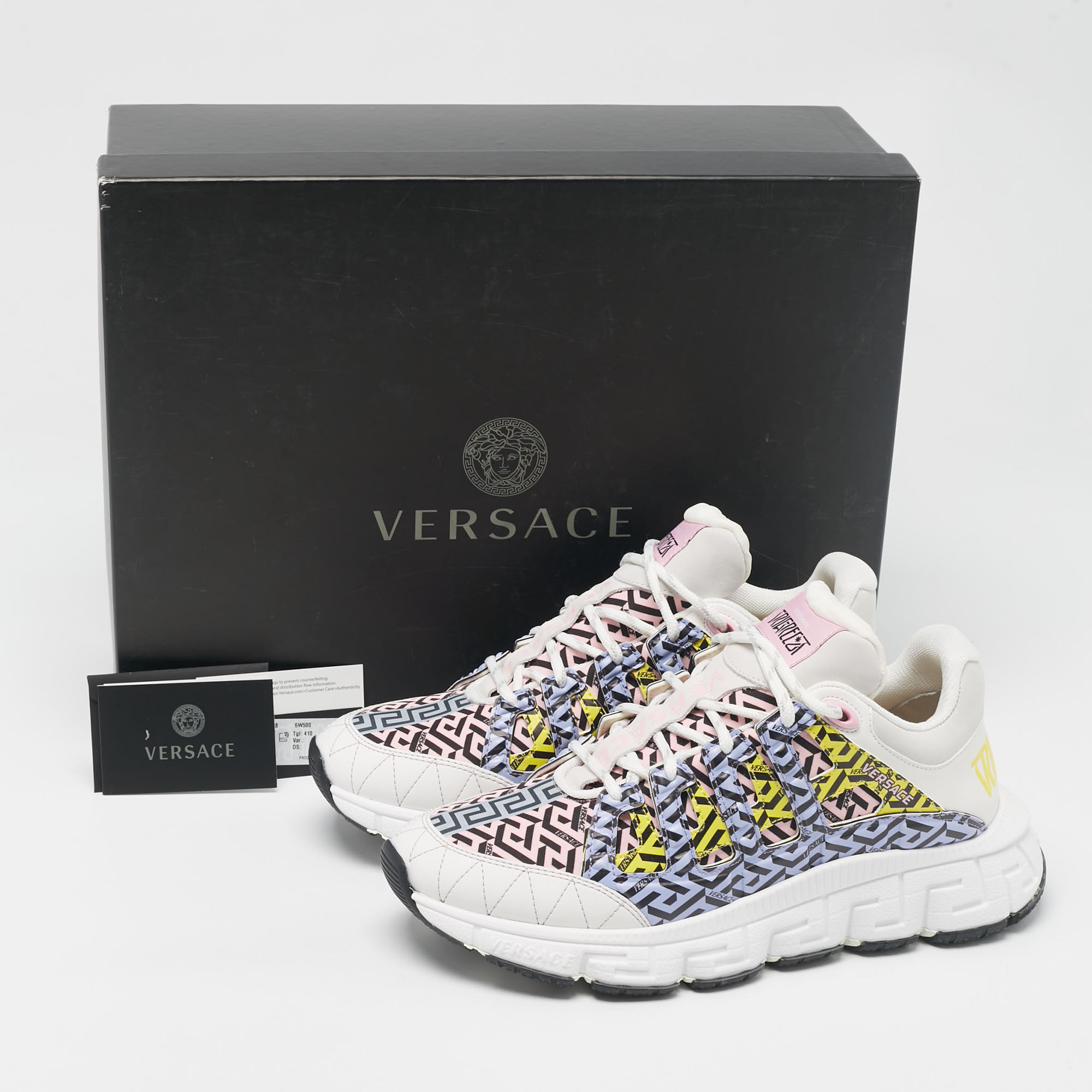 Versace Multicolor Leather And Fabric Trigreca Sneakers Size 41