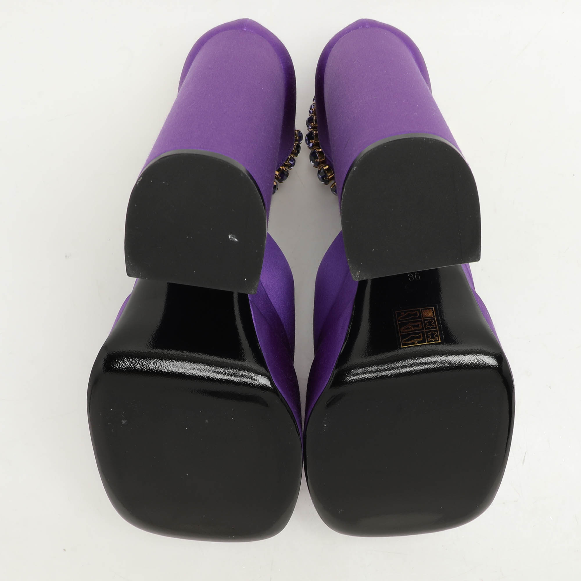 Versace Purple Satin Medusa Aevitas Double Platform Pumps Size 36