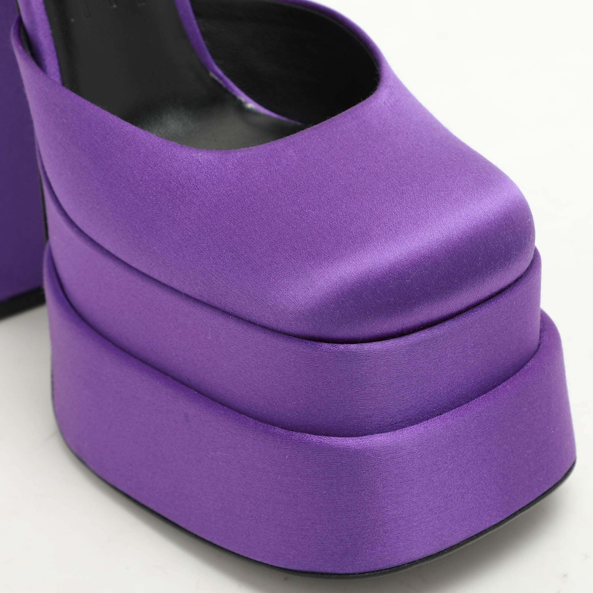 Versace Purple Satin Medusa Aevitas Double Platform Pumps Size 36