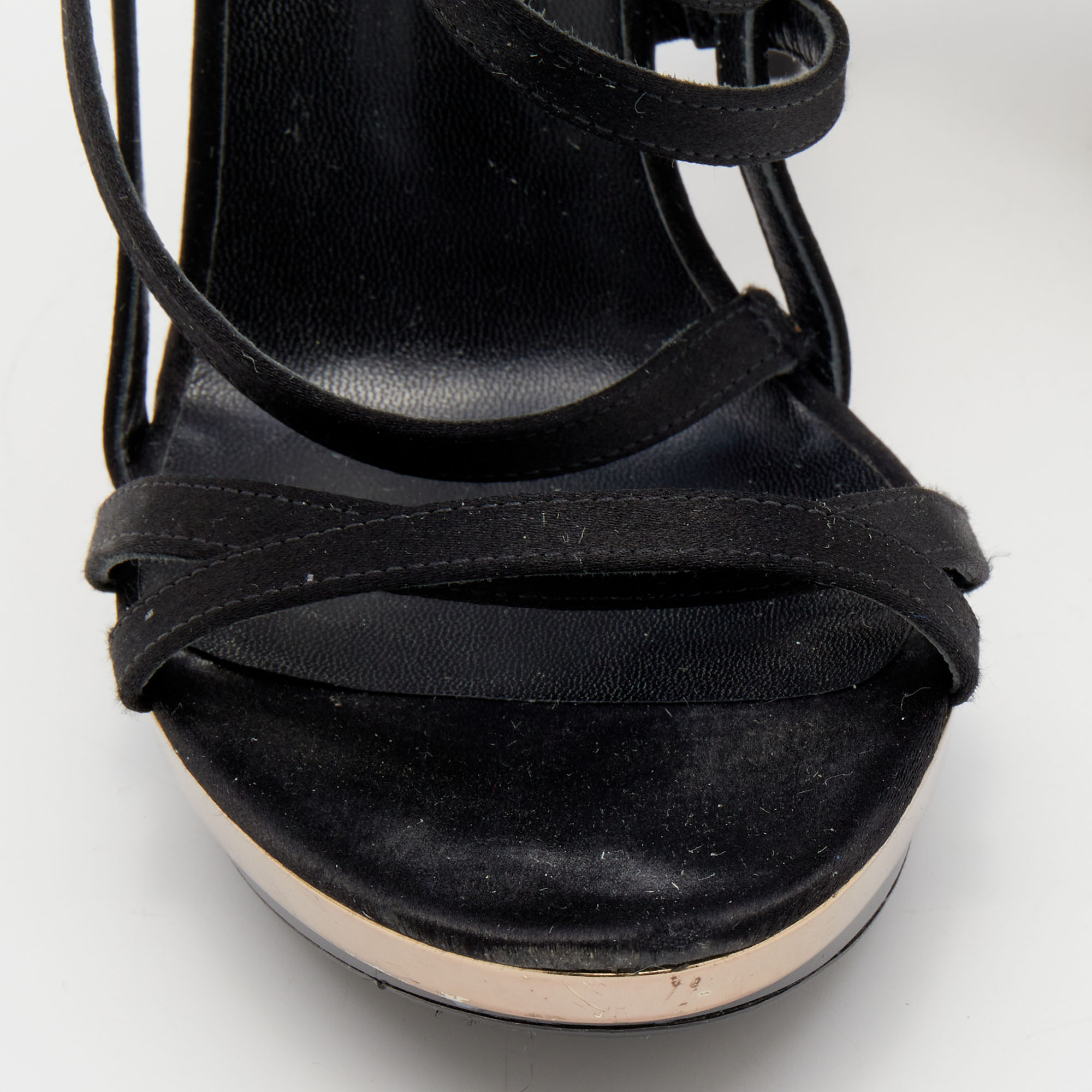 Versace Black Satin Strappy Sandals Size 37