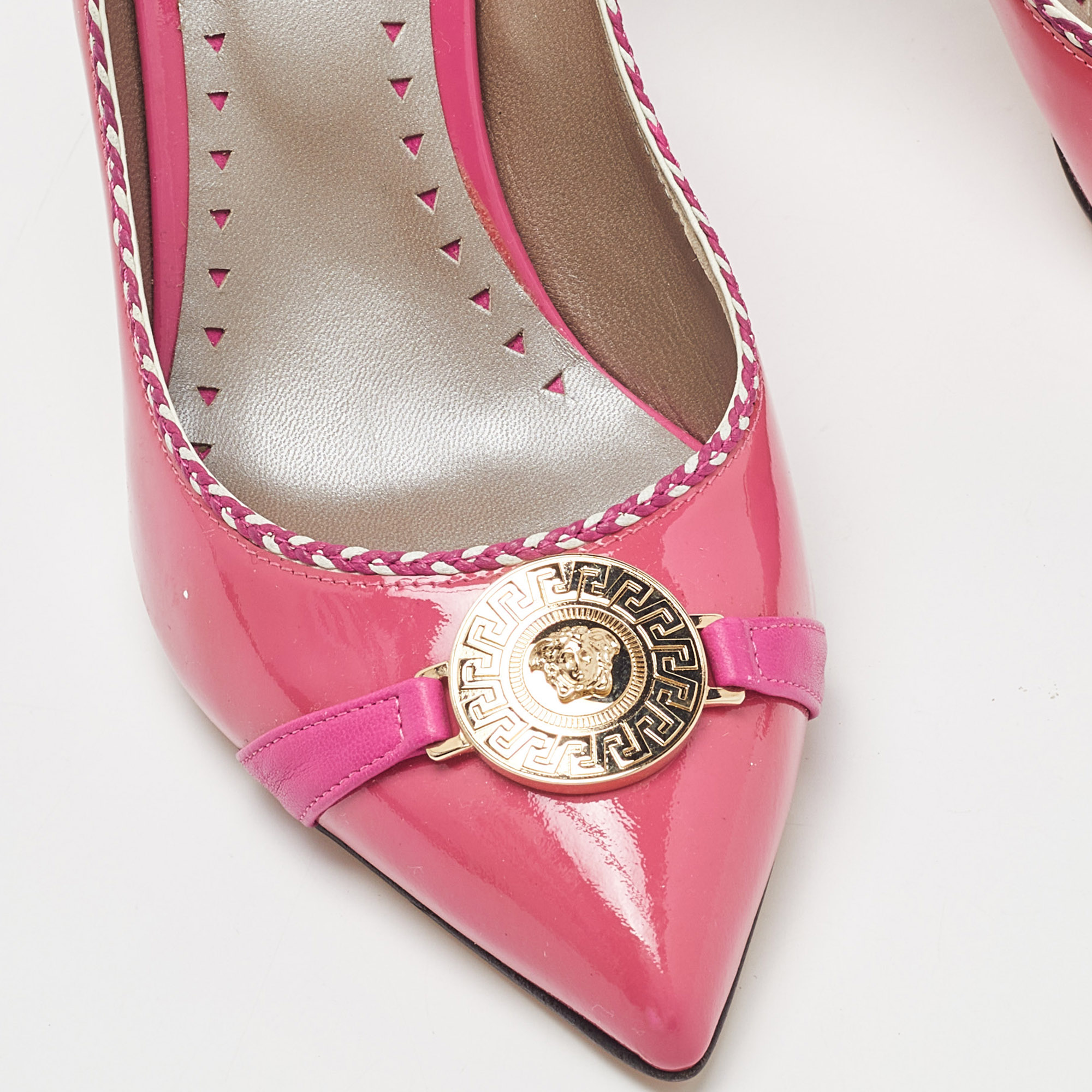 Versace Pink Patent Leather Medusa Pumps Size 38