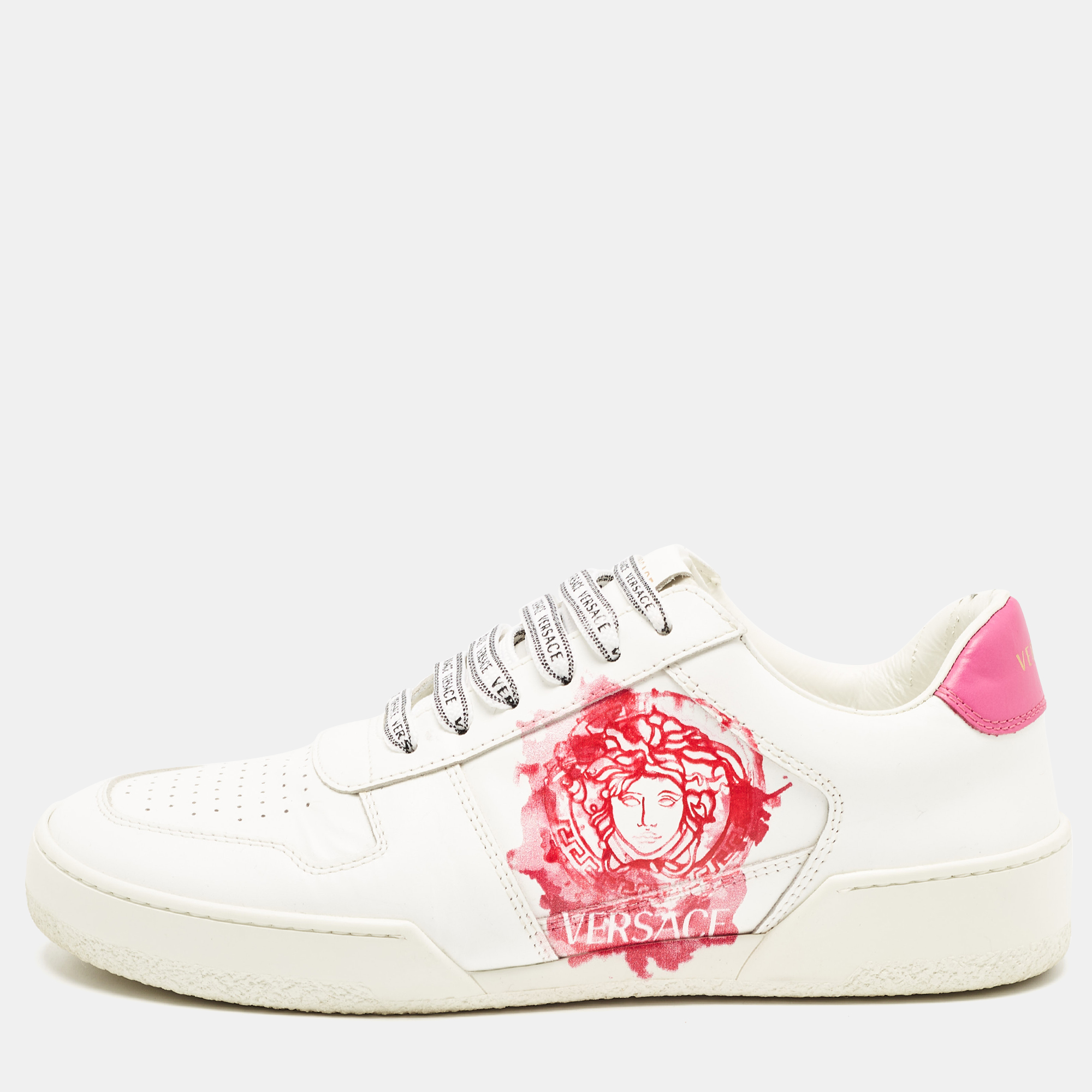 Versace White Leather Medusa Low Top Sneakers Size 40
