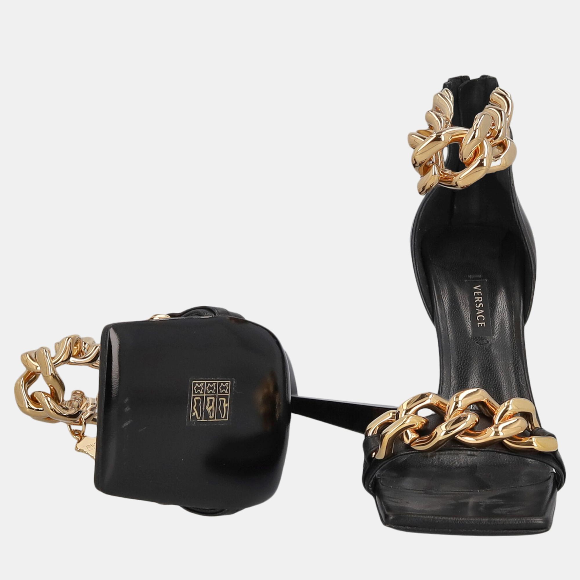 Versace  Women's Leather Sandals - Black - EU 39