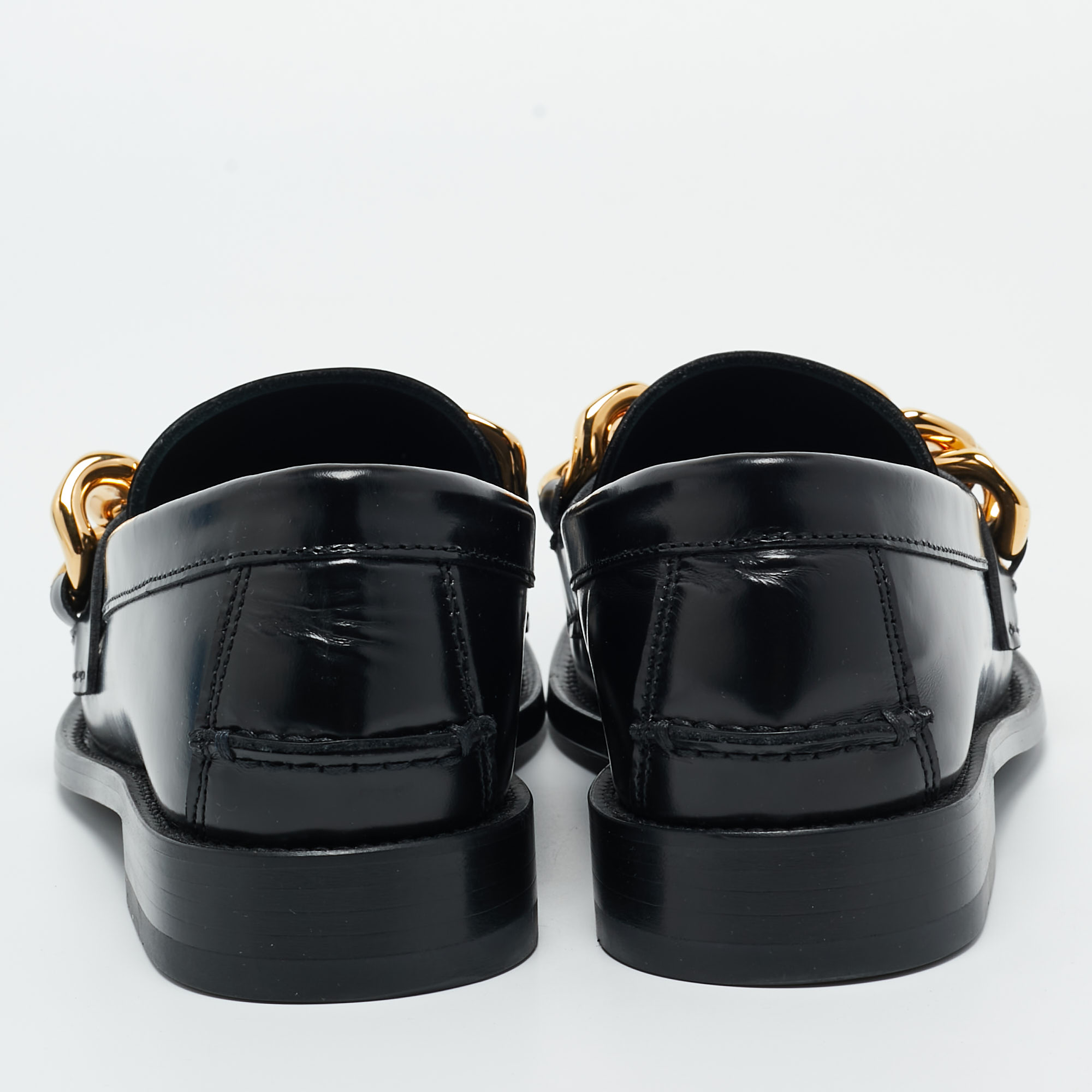 Versace Black Leather Chain Loafers Szie 39