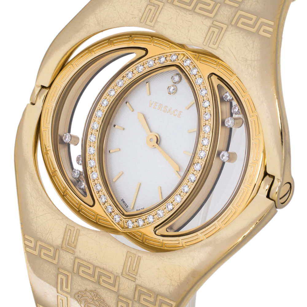 

Versace White Opaline Yellow Gold Plated Stainless Steel Diamonds Eclissi