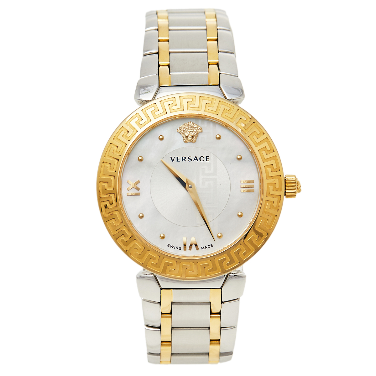 Versace Mother of Pearl Gold Plated Stainless Steel Daphnis V16 Women's Wristwatch 35 MM