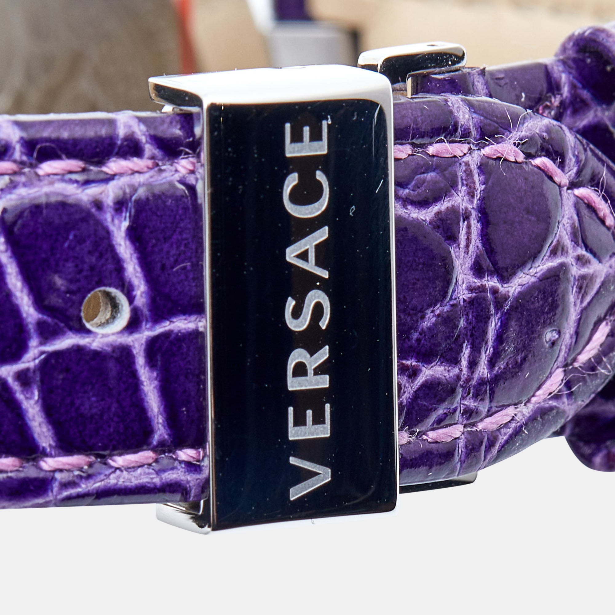 Versace Mother Of Pearl Stainless Steel Leather Revive Chrono VAJ Women's Wristwatch 41 Mm