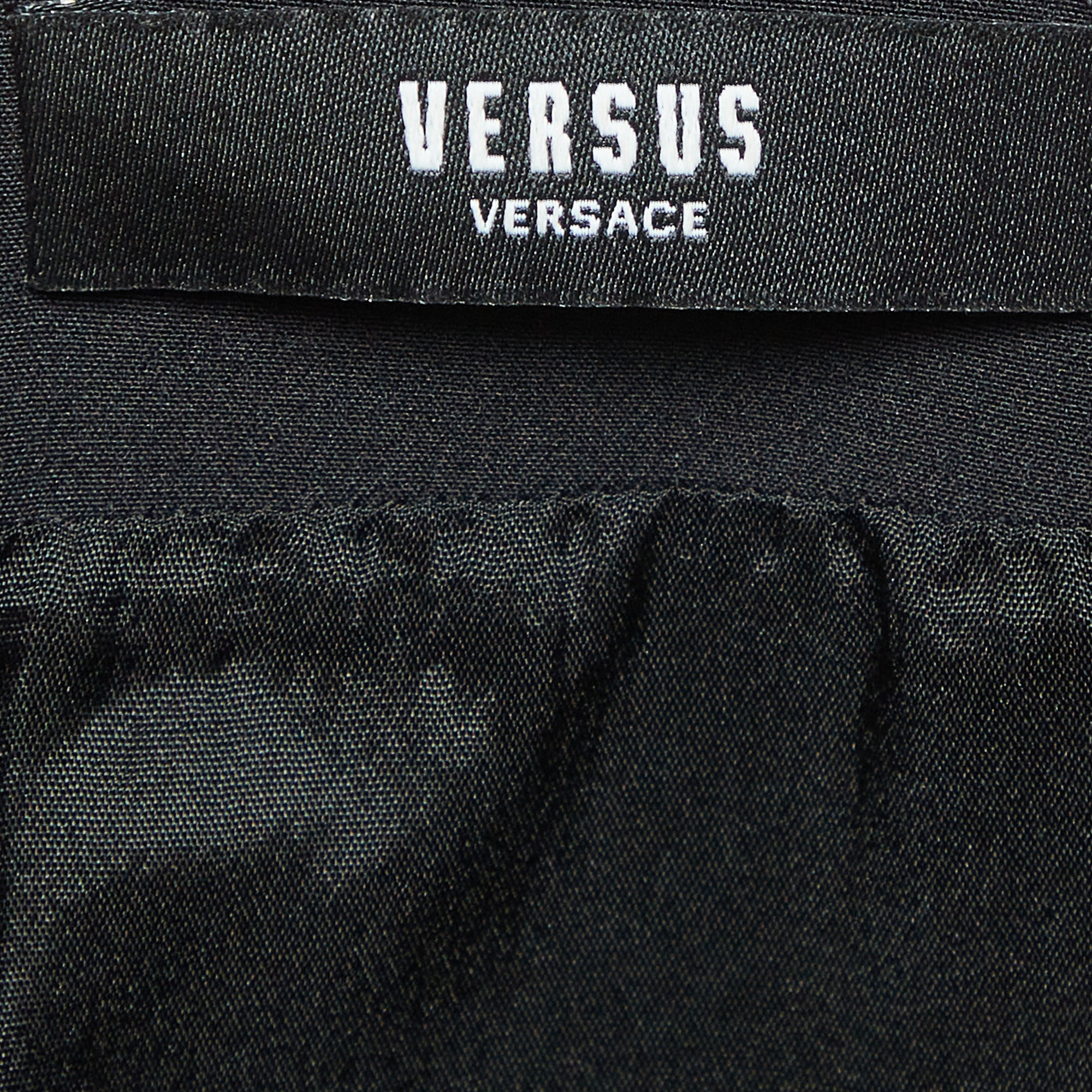 Versus Versace Black Crepe Logo Safety Pin Mini Skirt S