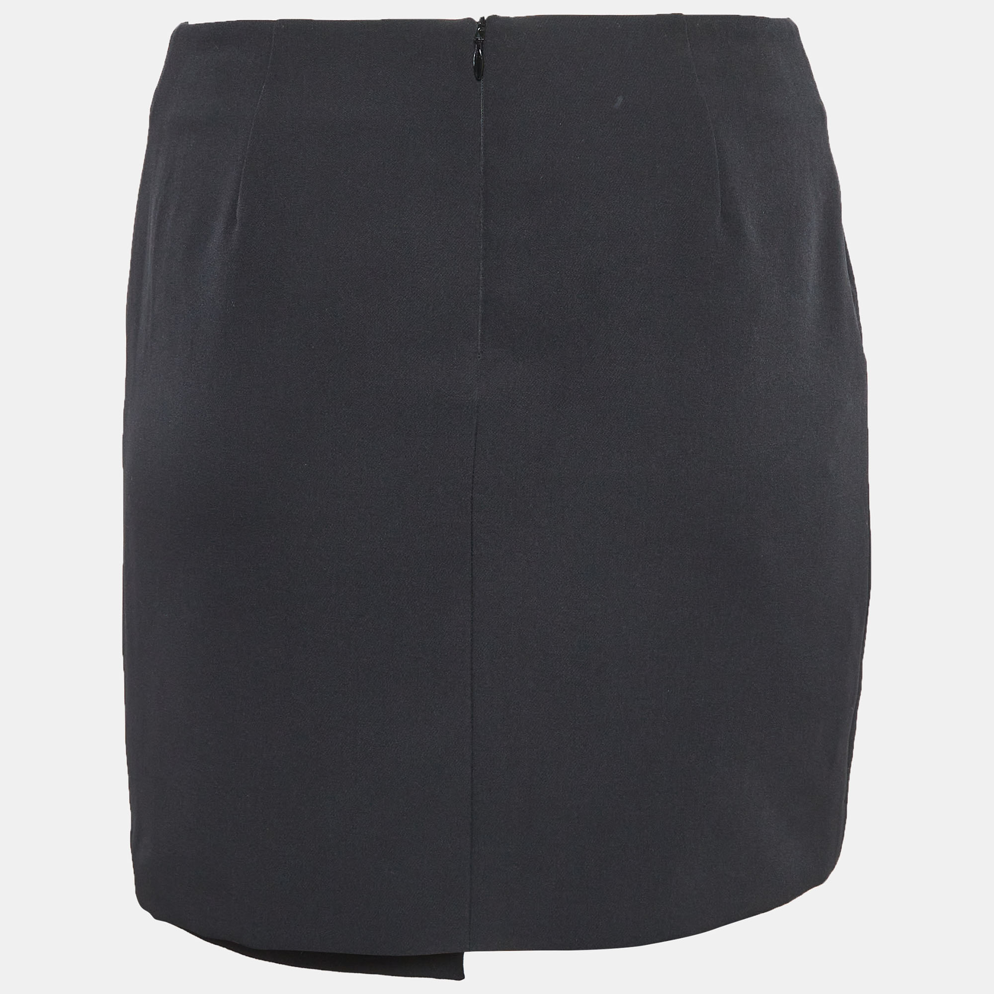 Versus Versace Black Crepe Logo Safety Pin Mini Skirt S