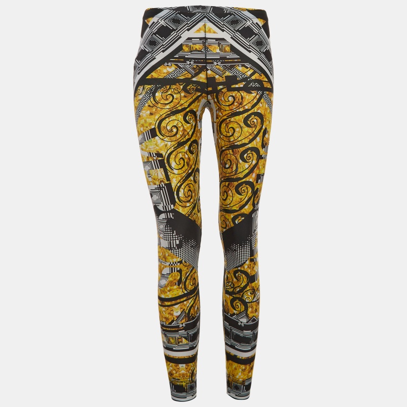 Versus Versace Yellow/Black Printed Jersey Leggings S