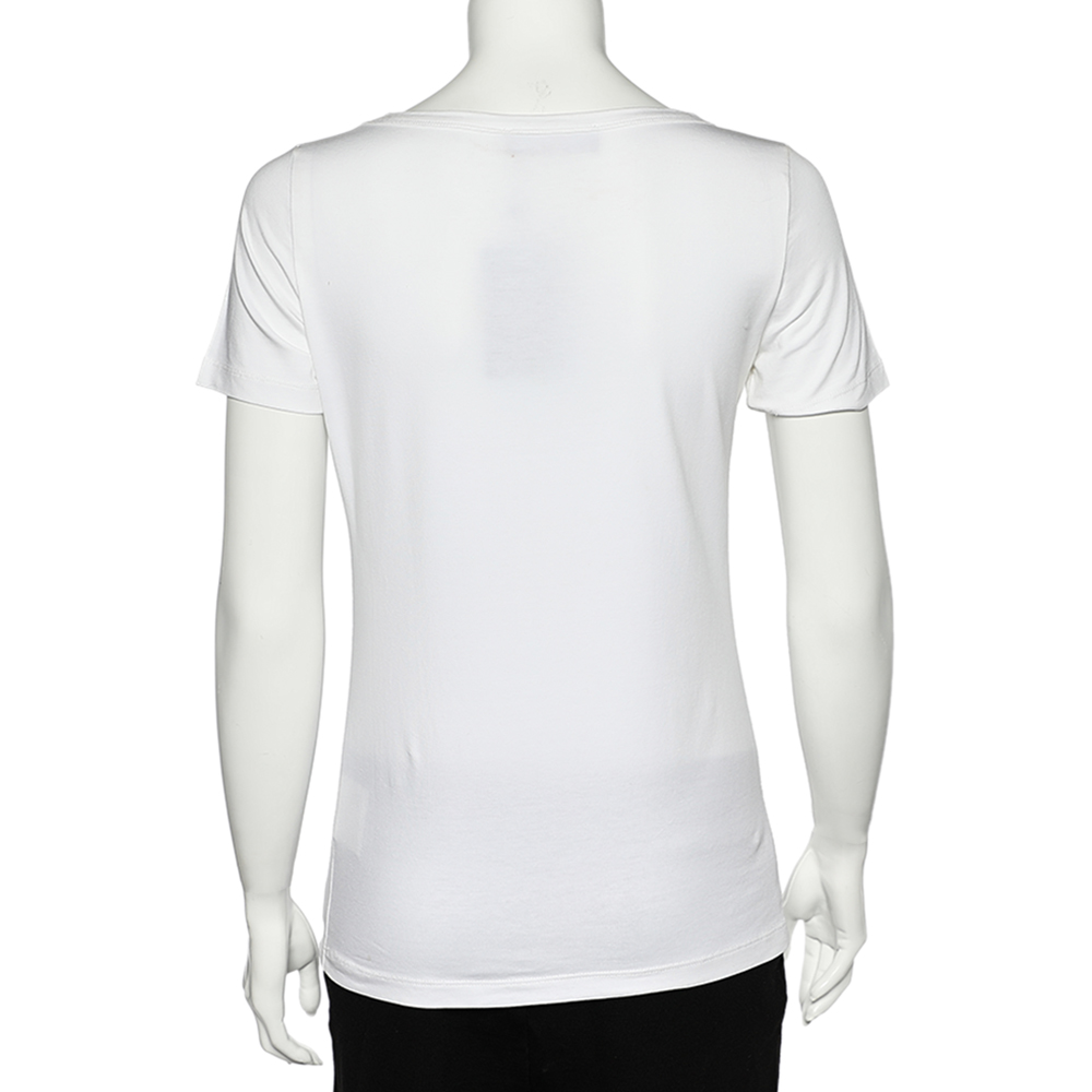 Versus Versace White Logo Embellished Cotton Knit T-Shirt M